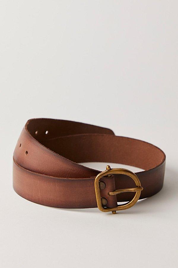 Women Free People Brown Leather Belt with Gold Buckle Free People Rori Leather Belt – JAYNE Boutique main image 3
