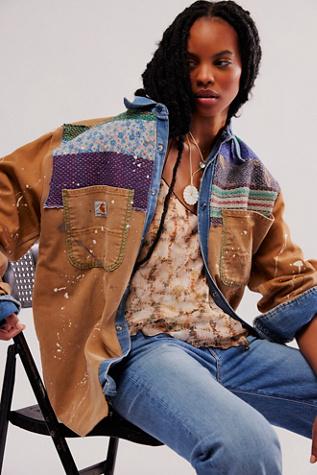 Free People Tricia Fix Carhartt Mixed Jacket in Blue | Lyst