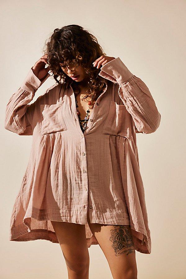 free people voyager shirt dress Free People The Voyager Shirtdress At In Timber Wolf, Size: Xs in Brown