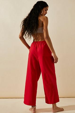 Free People Livin' In It Cotton-linen Pants in Red | Lyst