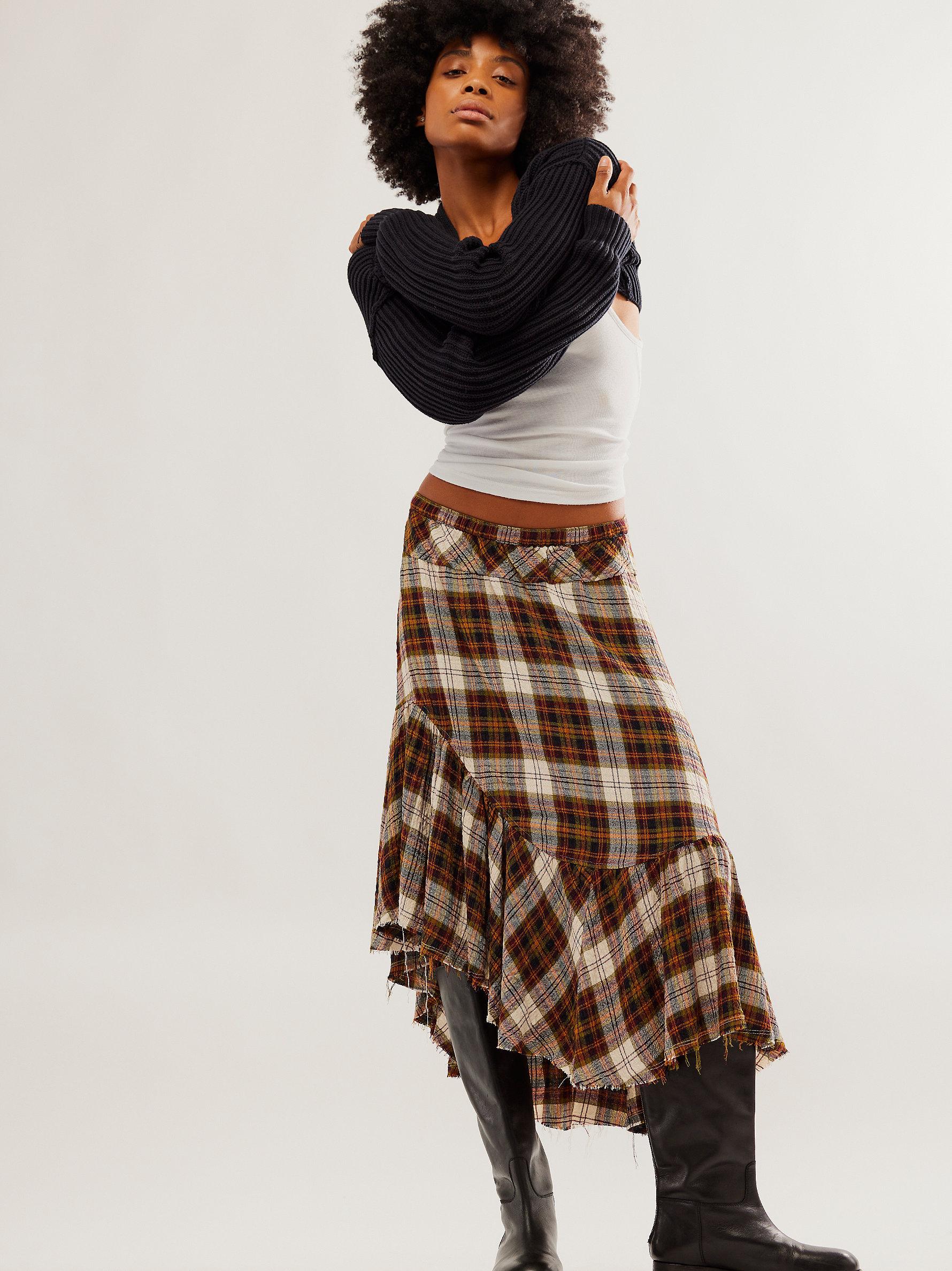 Free people plaid maxi skirt sales