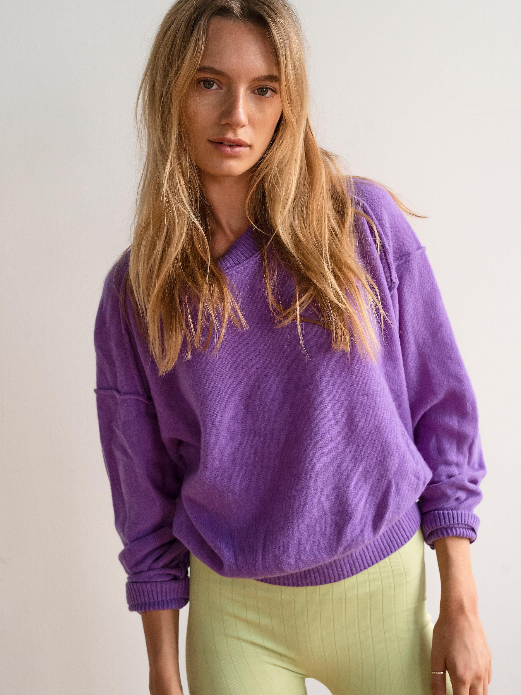 Free People Kora Cashmere Crew Sweater In Electric Lavender Purple Lyst