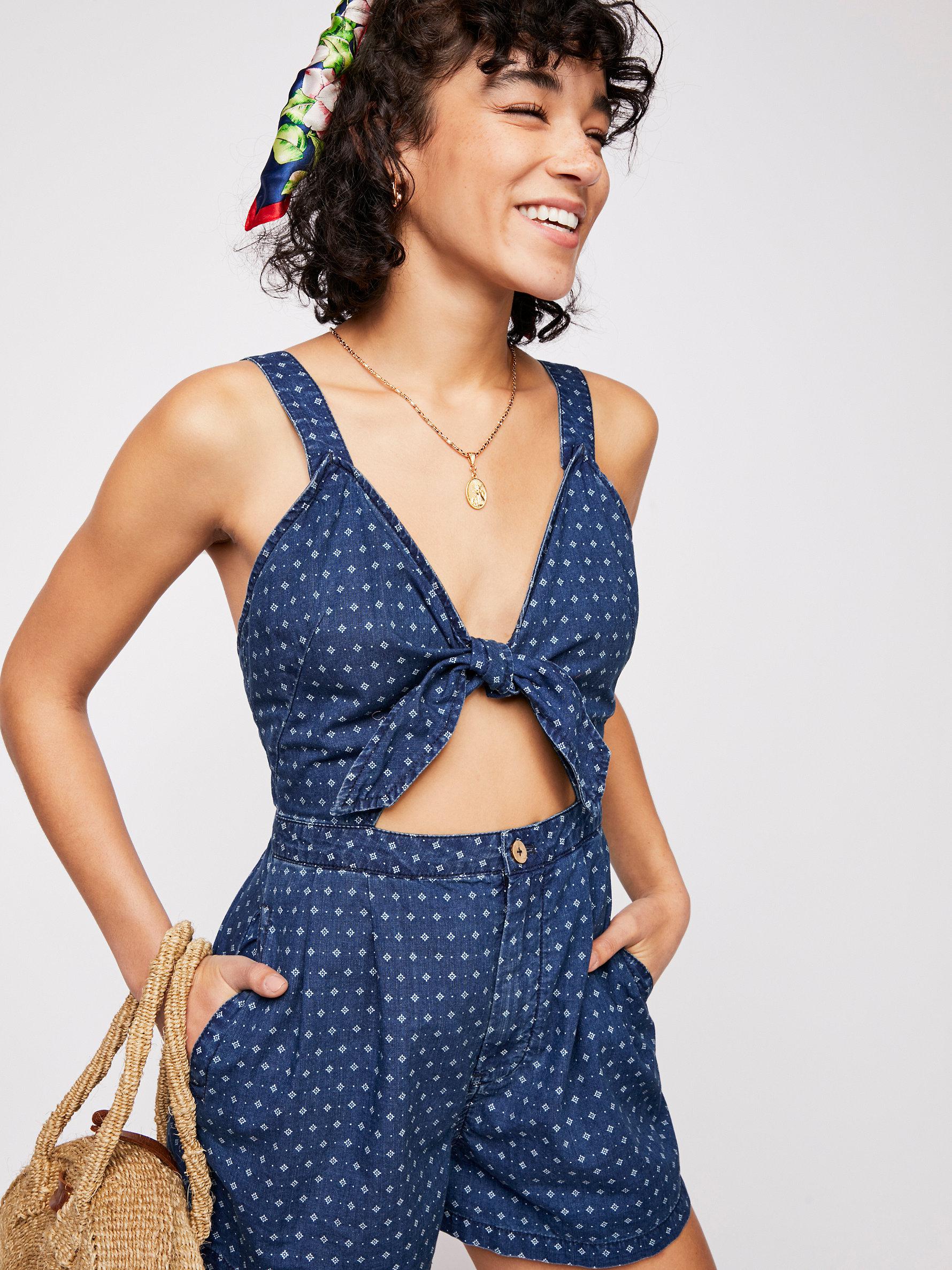 free people denim romper