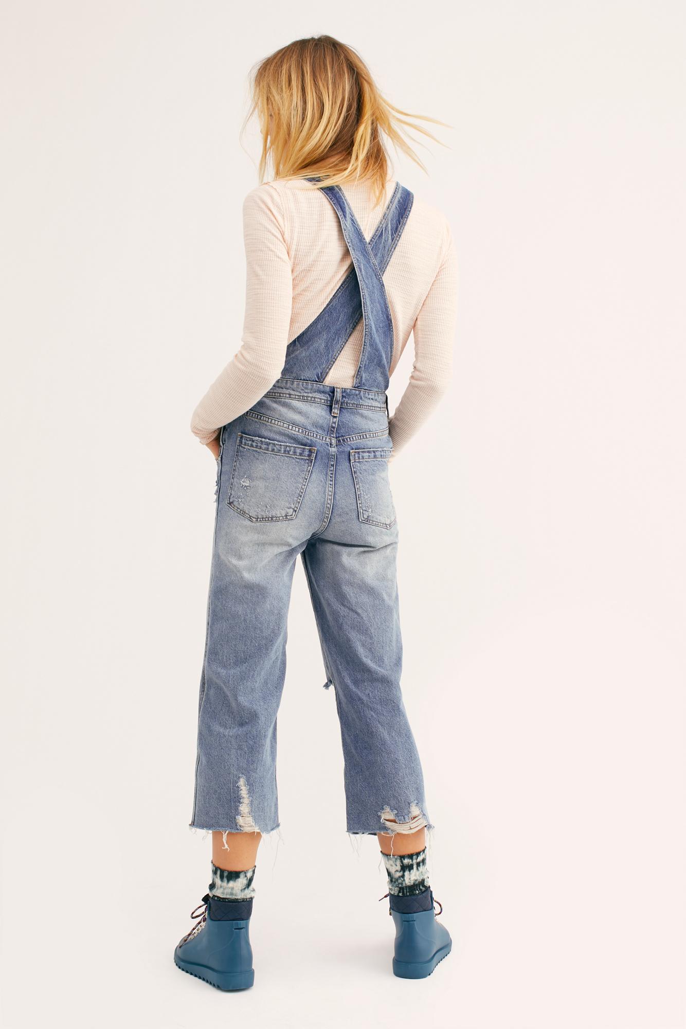 Free People Baggy Boyfriend Overalls By We The Free in Blue | Lyst