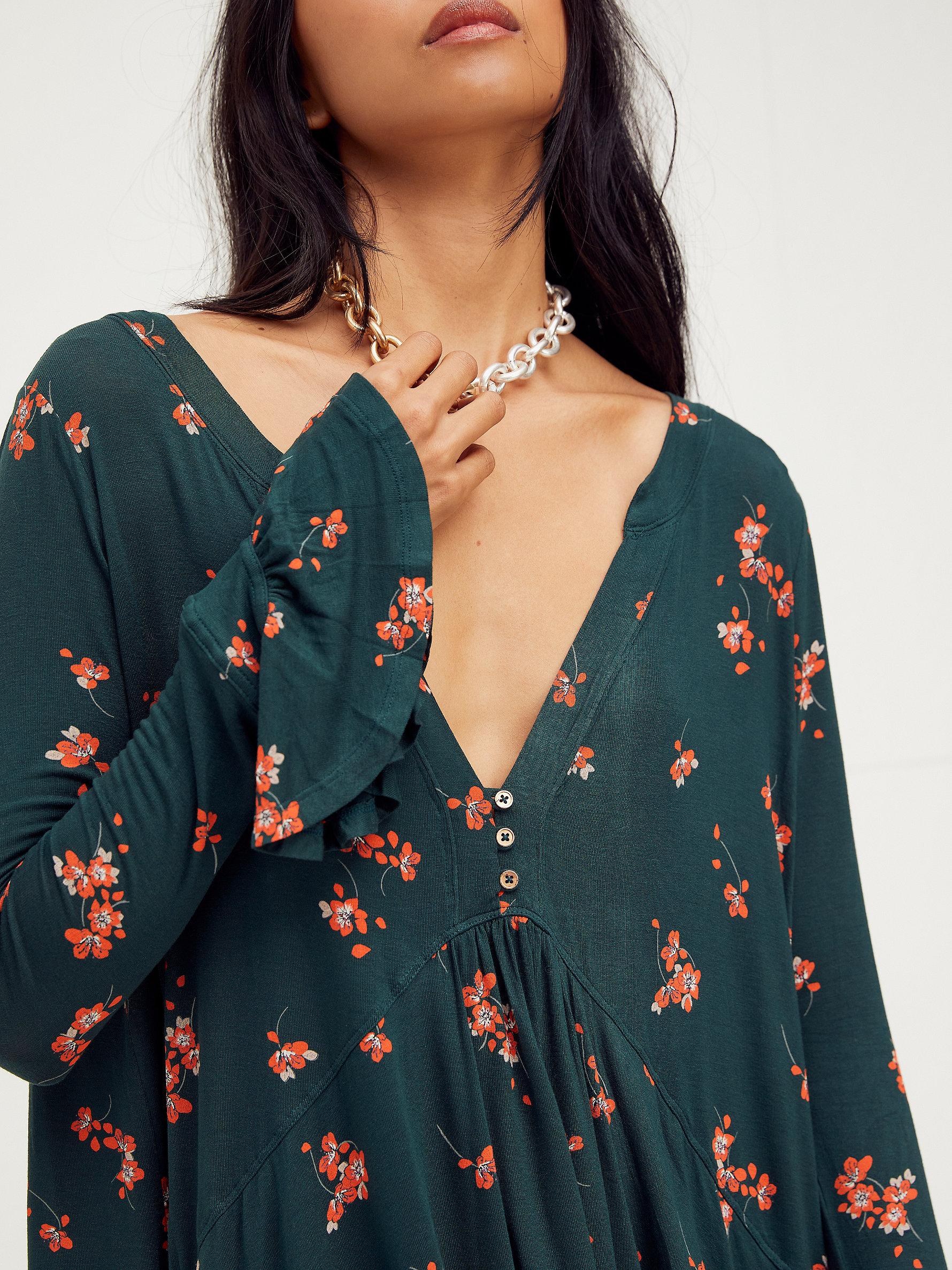 Free People Olivia Printed Tunic in Emerald Combo (Blue) | Lyst
