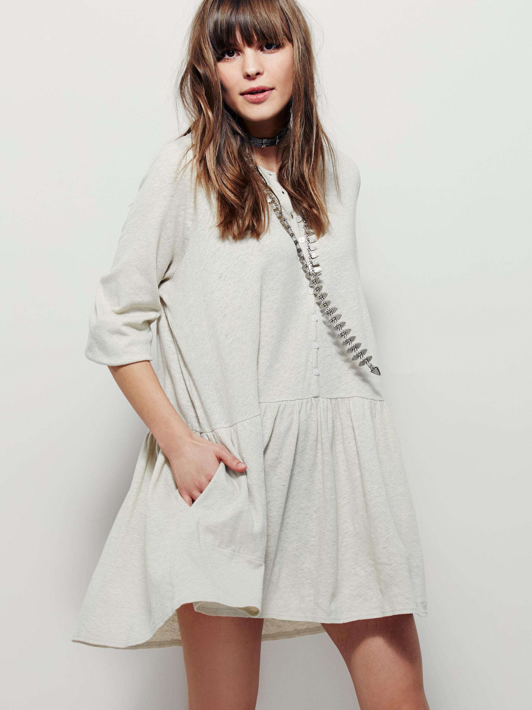 Lyst - Free People Button Up Dress in Gray
