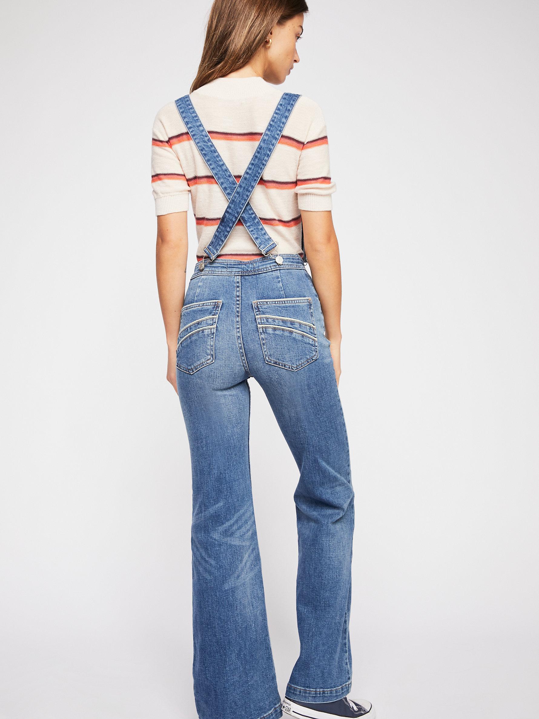 Suspender High Rise Flare in Blue | Lyst