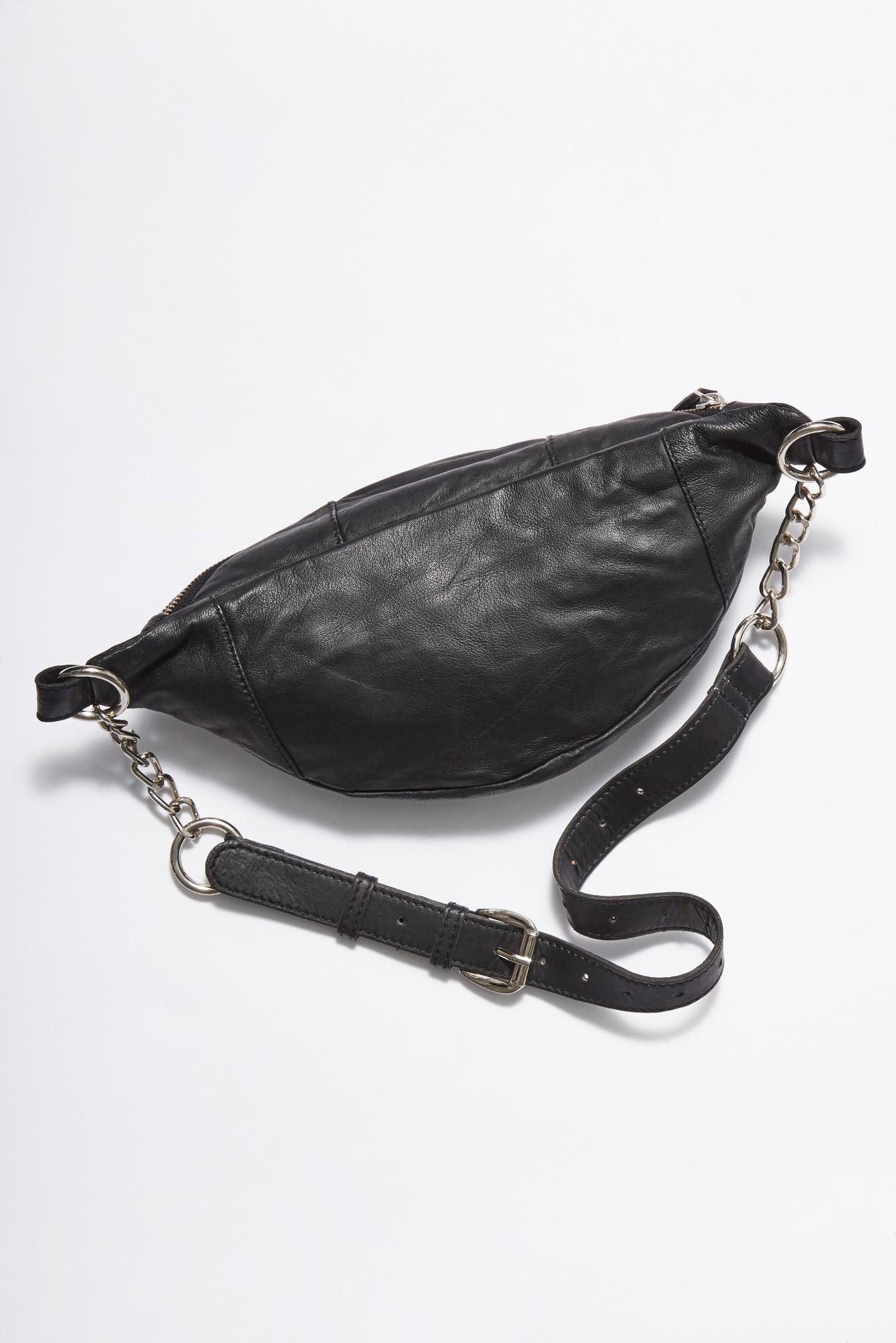black chain belt bag