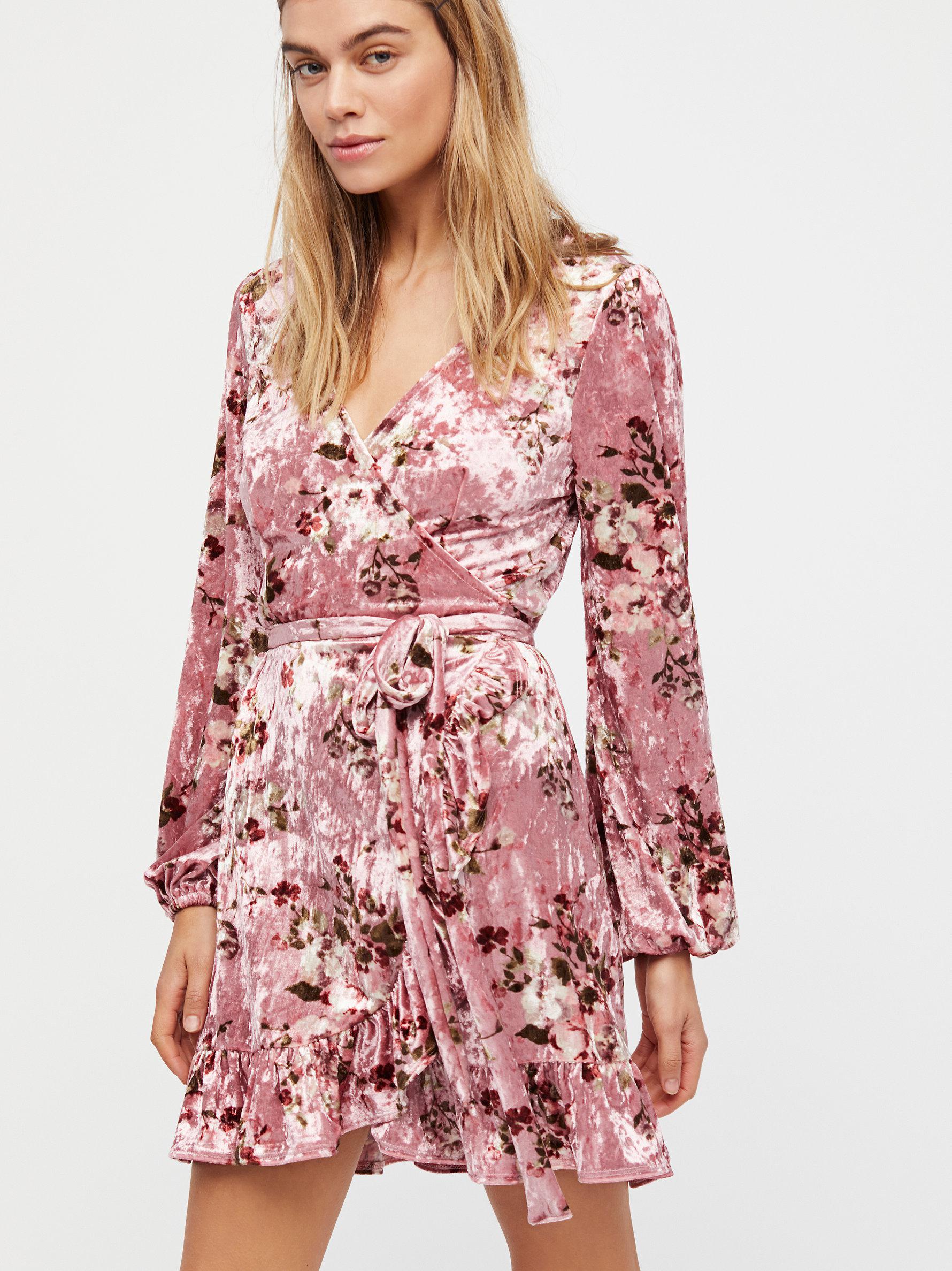 Lyst Free People Fall Crush Wrap Dress In Pink Gallery