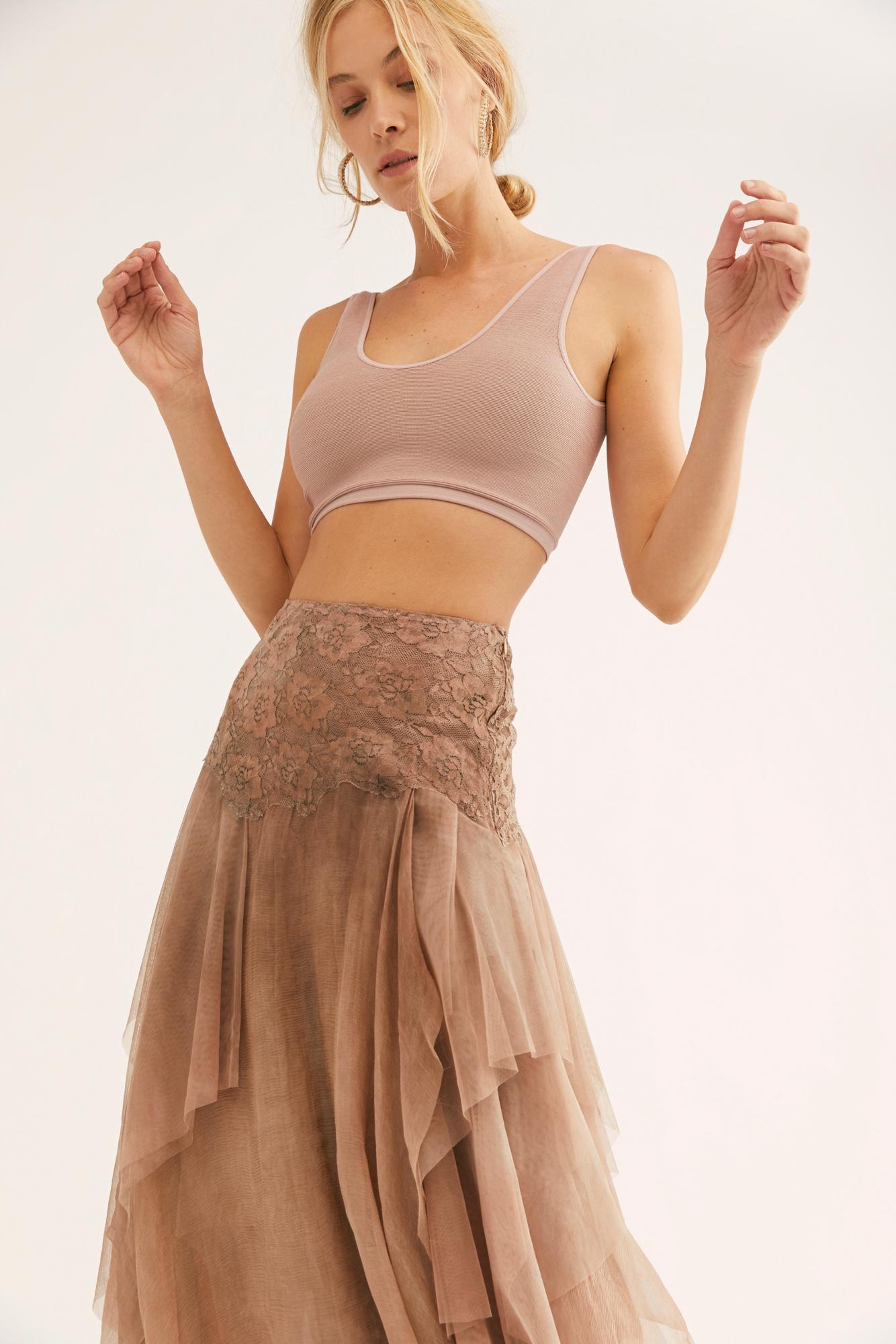 Free People Fairy Chiffon Skirt in Brown | Lyst