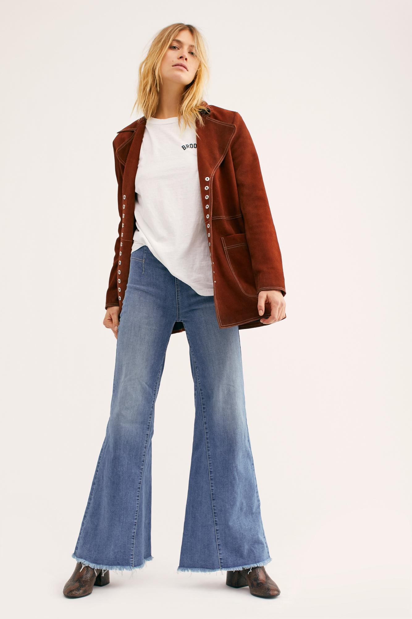 Free People Denim Drapey A-line Pull-on Bell Bottom Jeans By We The ...