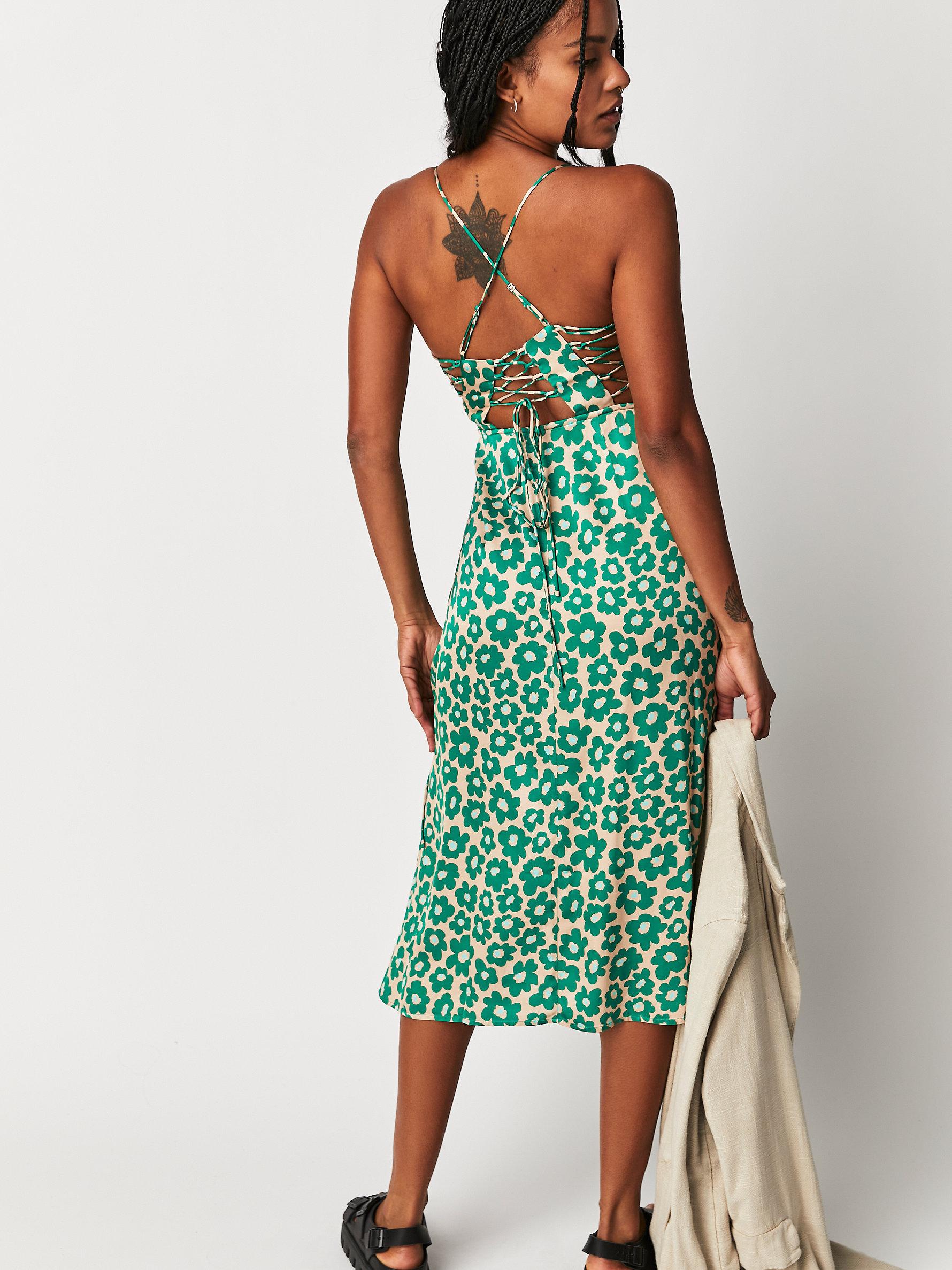 Free People For Love & Lemons Lincoln Midi Dress in Green | Lyst