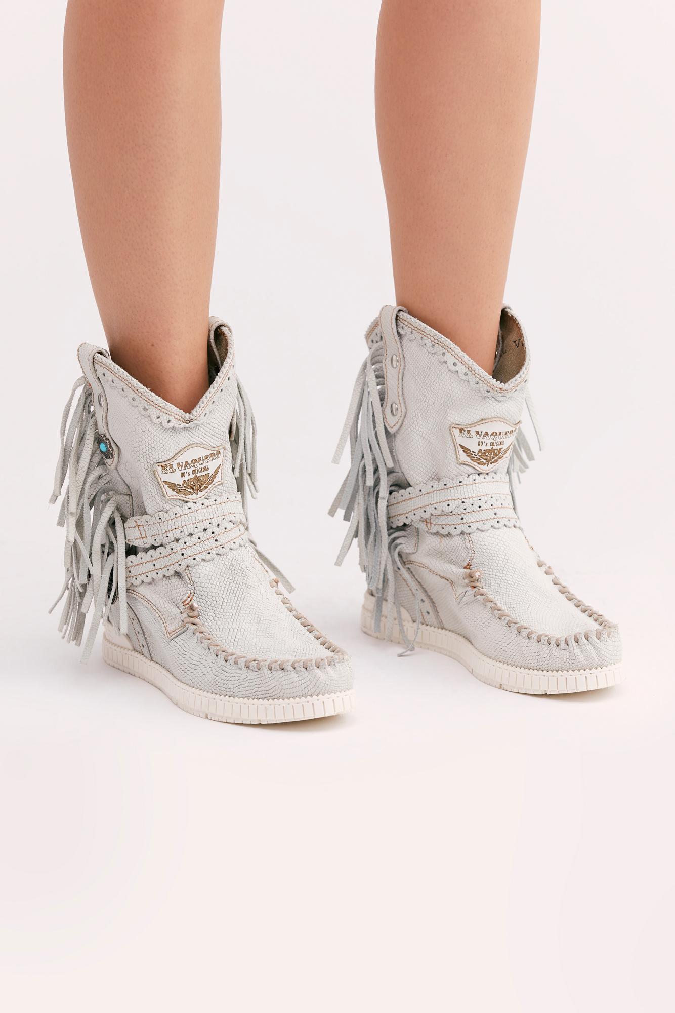 Free People Leather Arya Mocc Boot By El Vaquero in White - Lyst