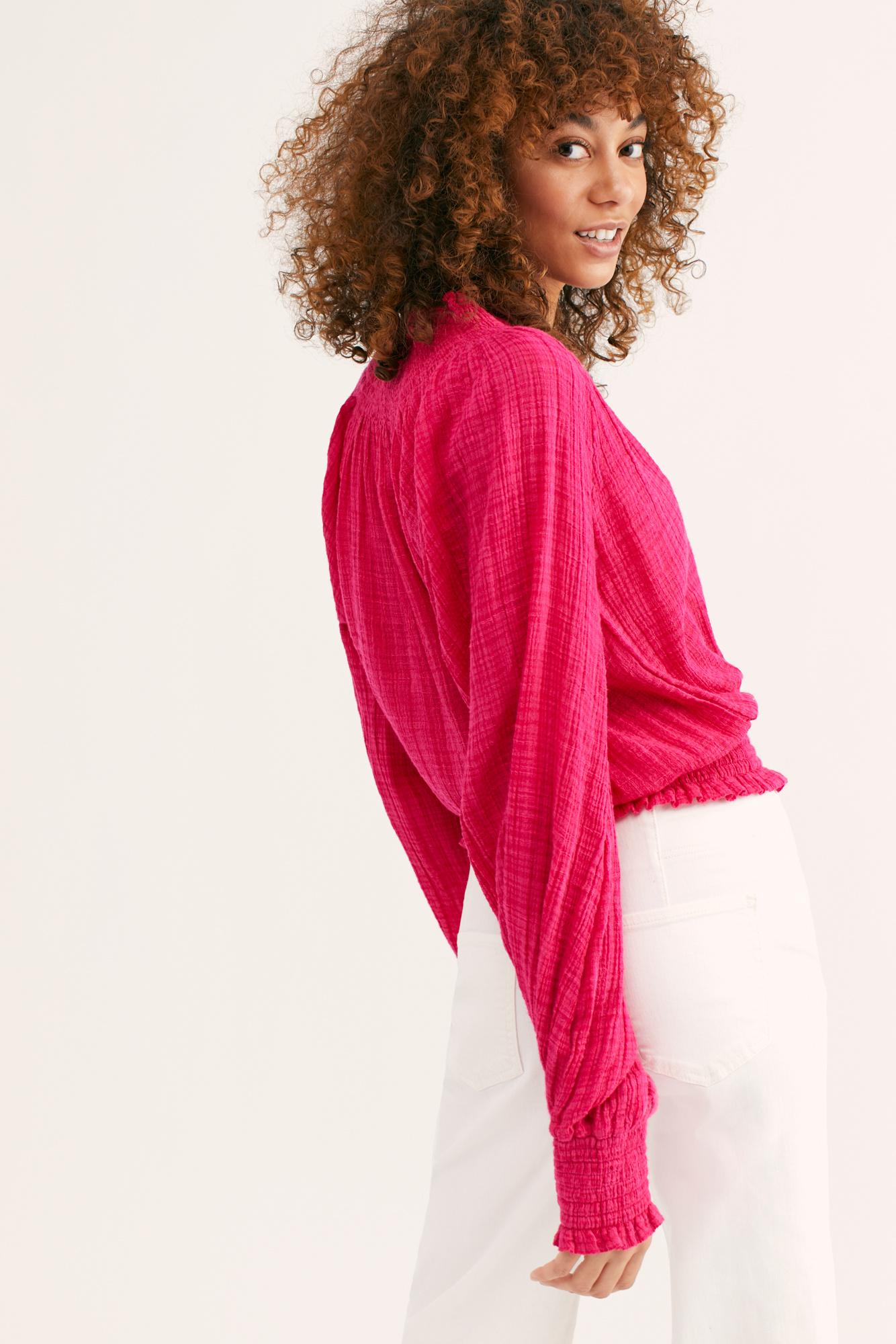 free people one solid smocked top