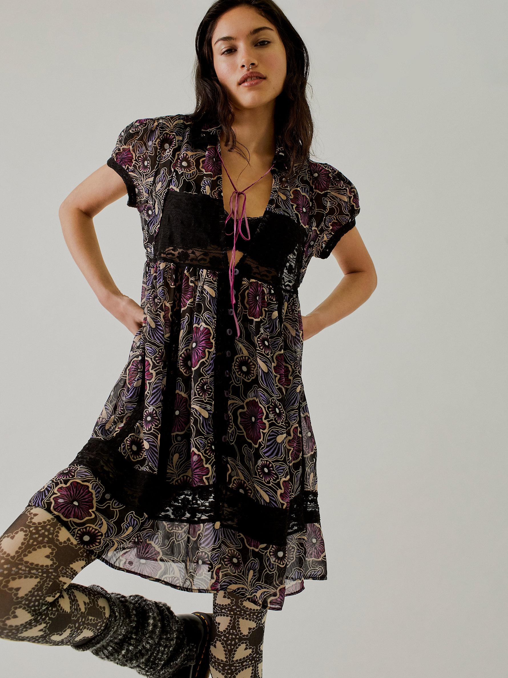 Free People Robe Courte Nuisette Rosie Fp X Anna Sui in Black | Lyst