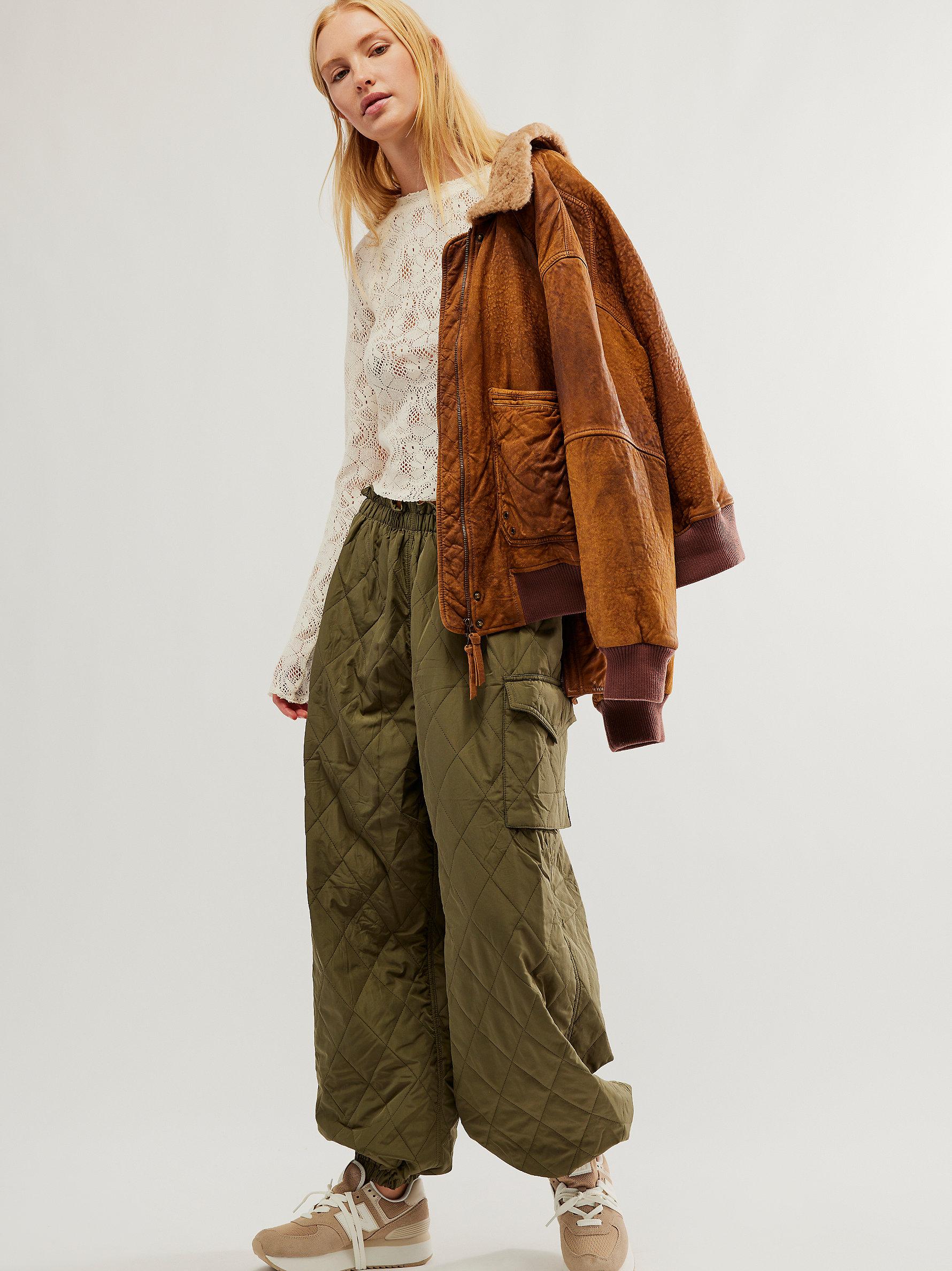 Free People Norma Kamali Quilted Oversized Cargo Pants in Green | Lyst