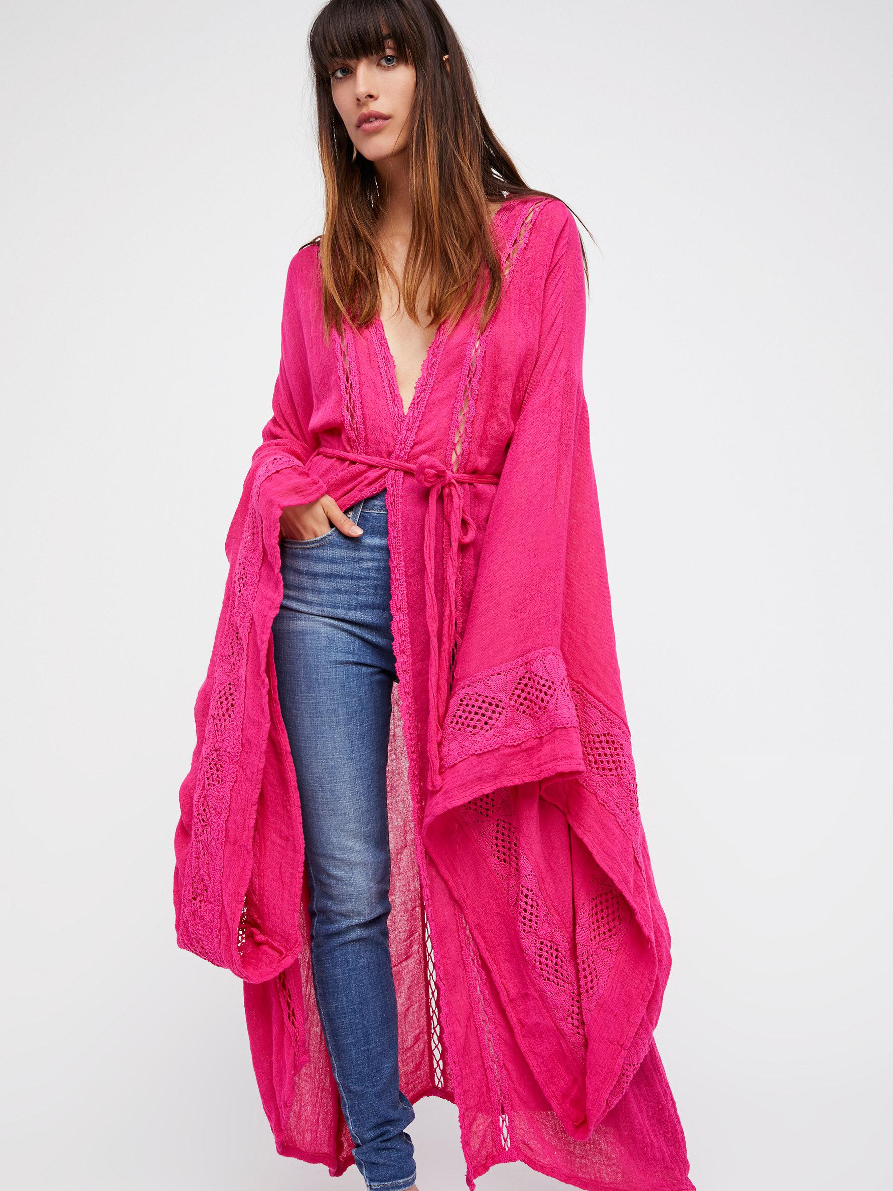 Free People Cotton Wood Creek Kimono in Hot Pink (Pink) - Lyst