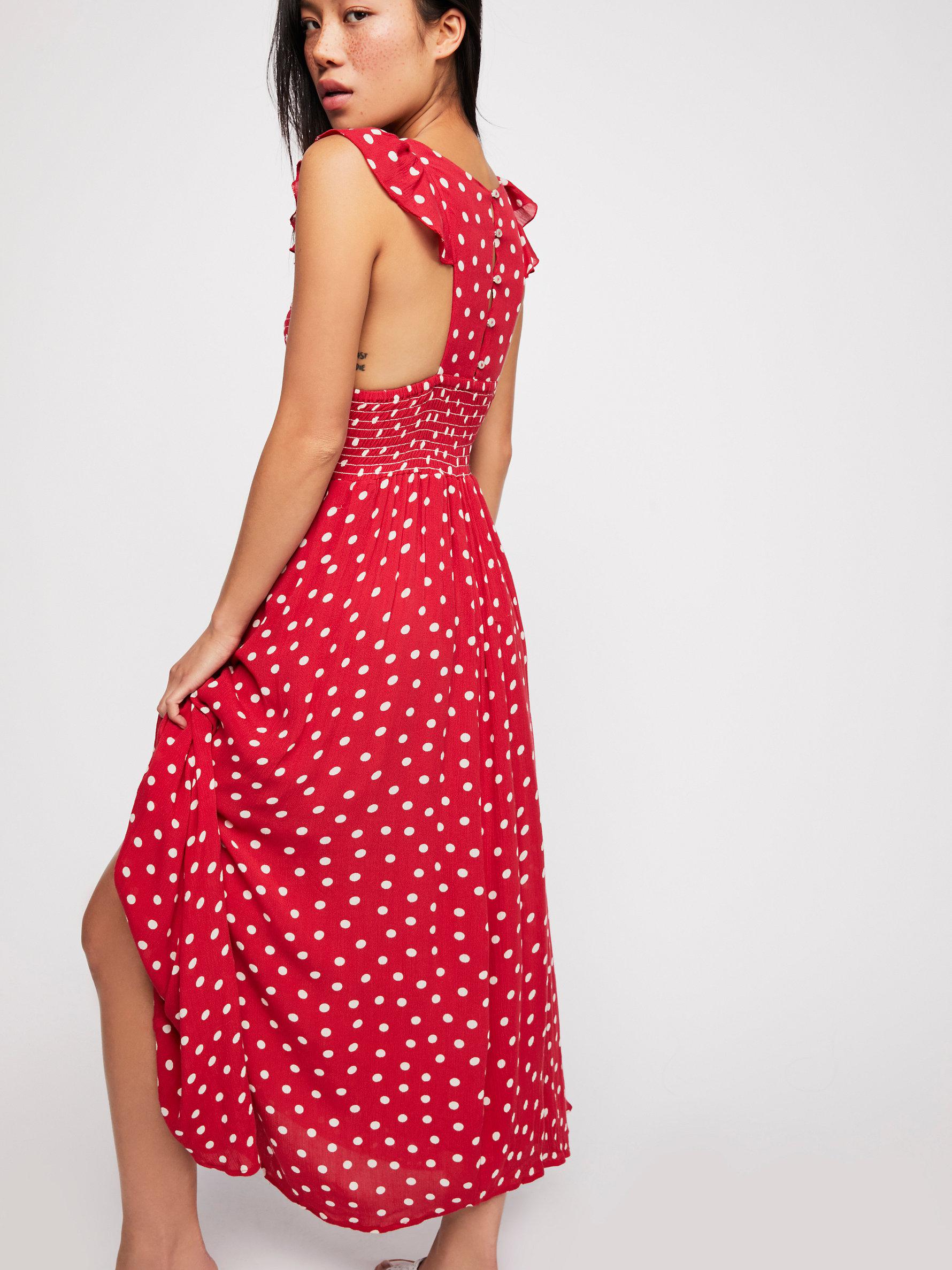 chambray butterflies midi dress in red