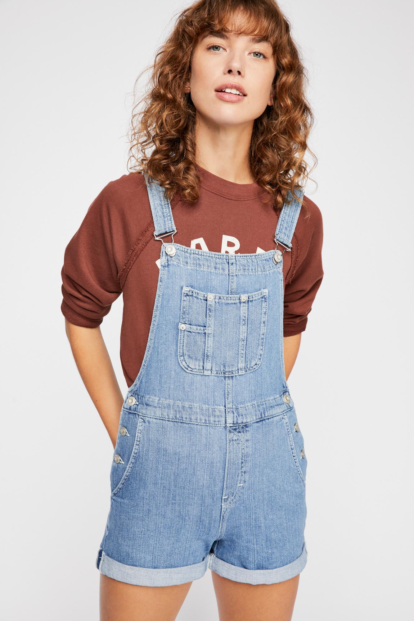 Free People Denim Baggy Shortalls By We 