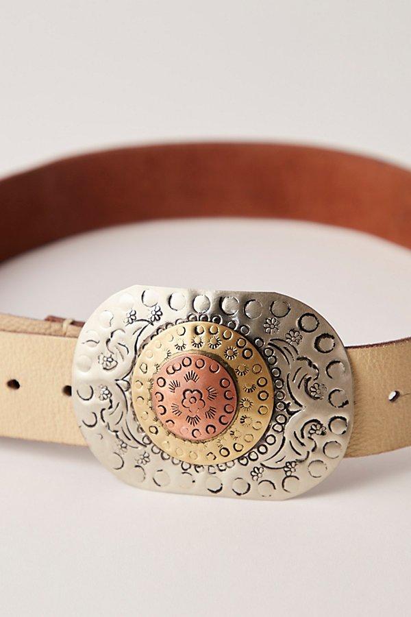 Free People Cream Belt with Gold Floral Buckle Free People Sabine Suede Belt in Natural | Lyst main image 3