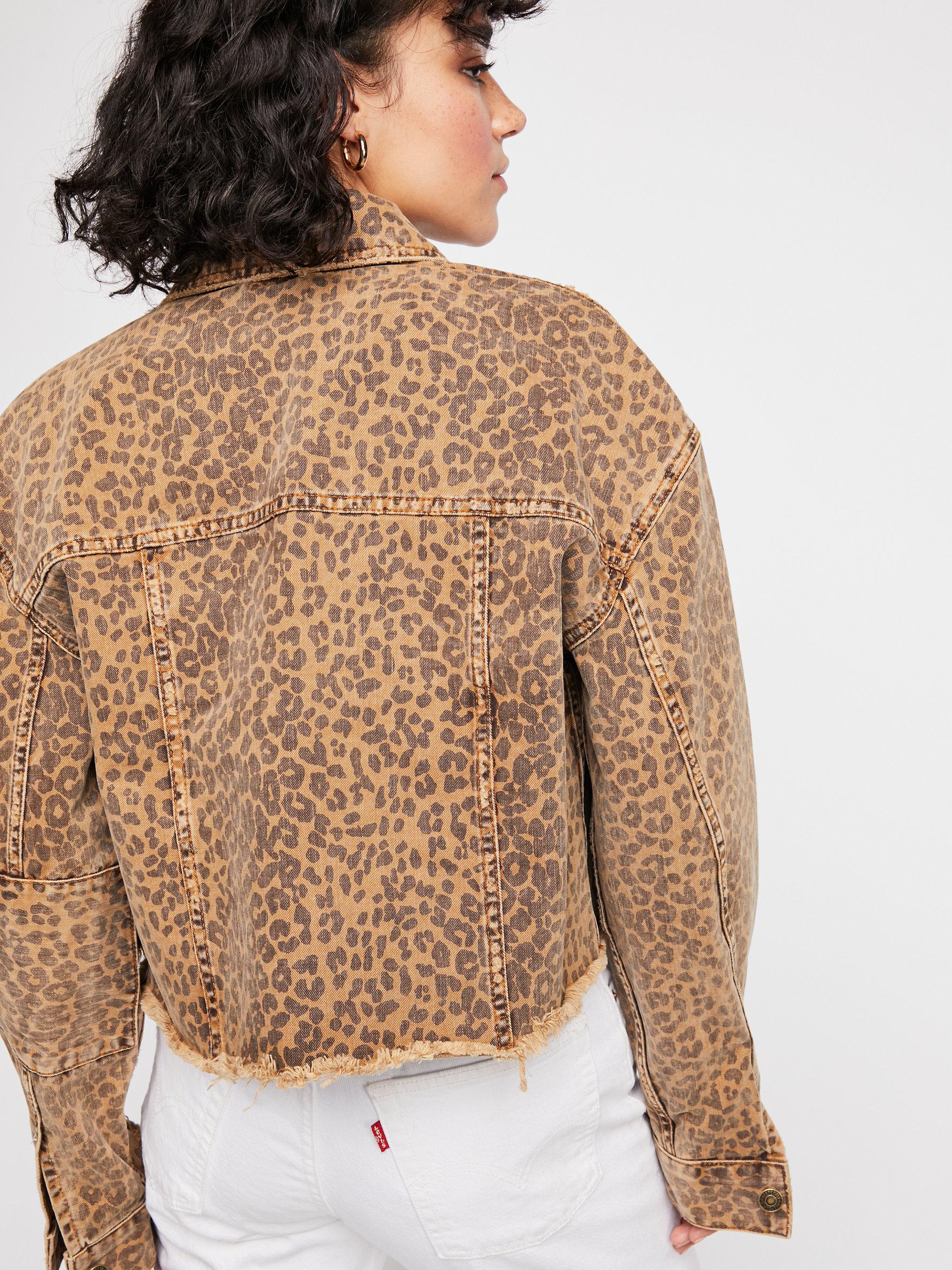 free people cheetah denim jacket