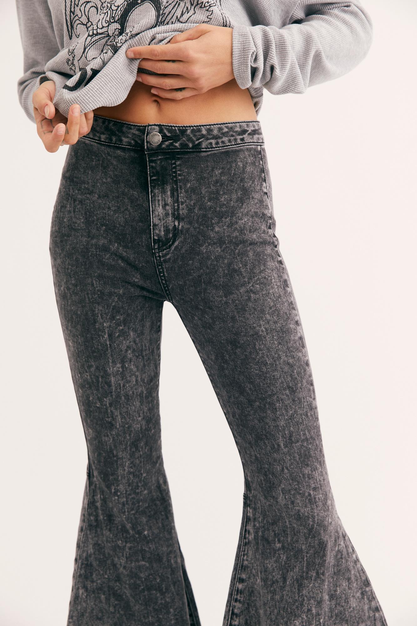 free people black flare jeans