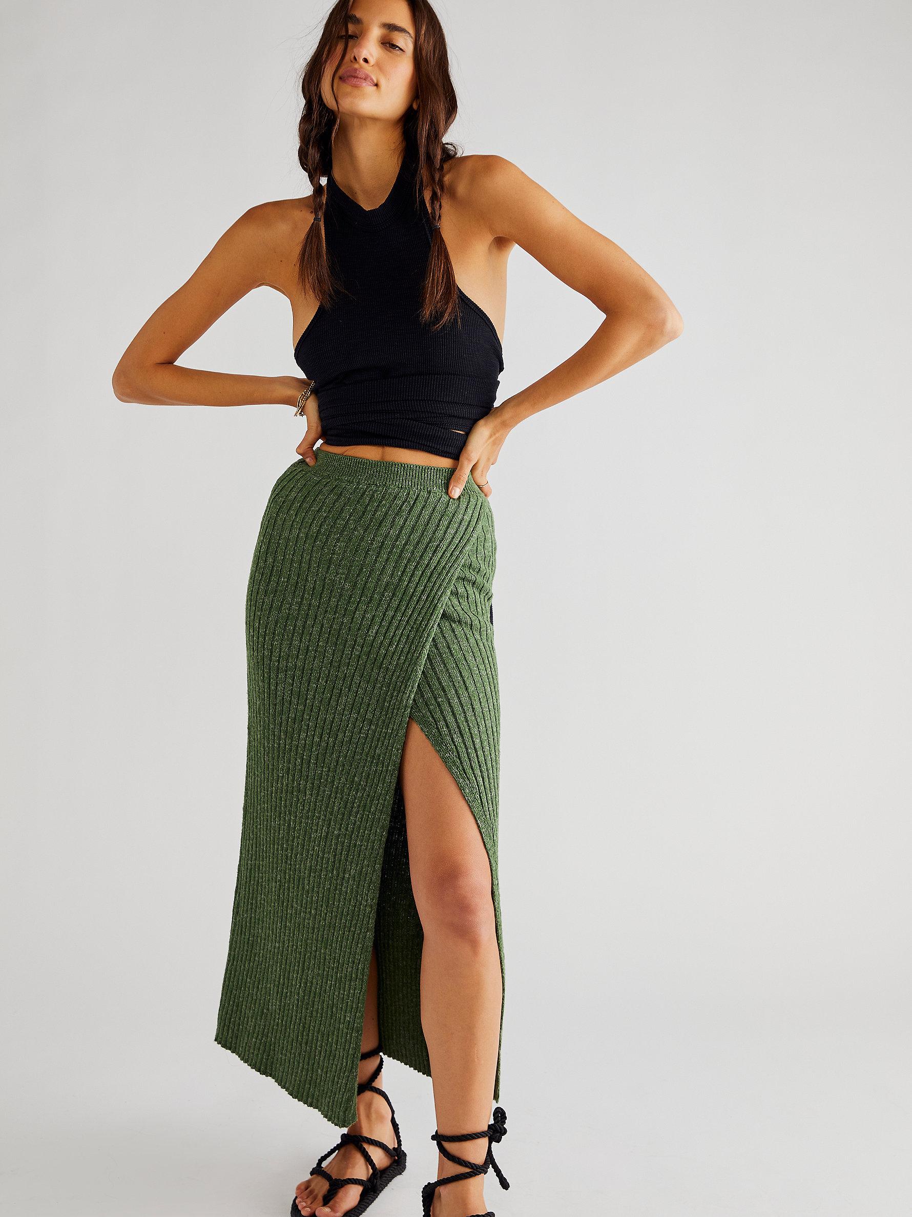 Free People Better Days Midi Skirt in Green | Lyst
