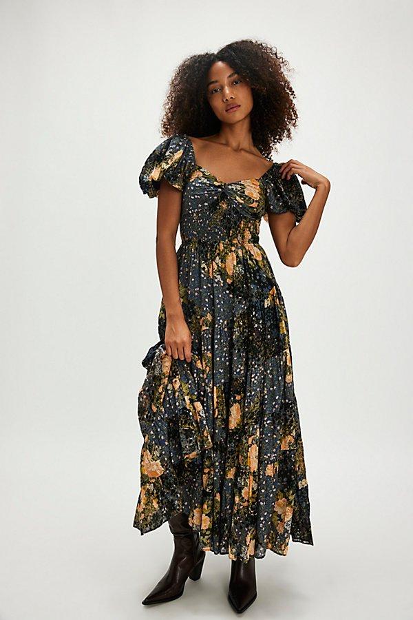 knee length dresses for ladies Self-Portrait - Navy Metallic Boucle Maxi Dress