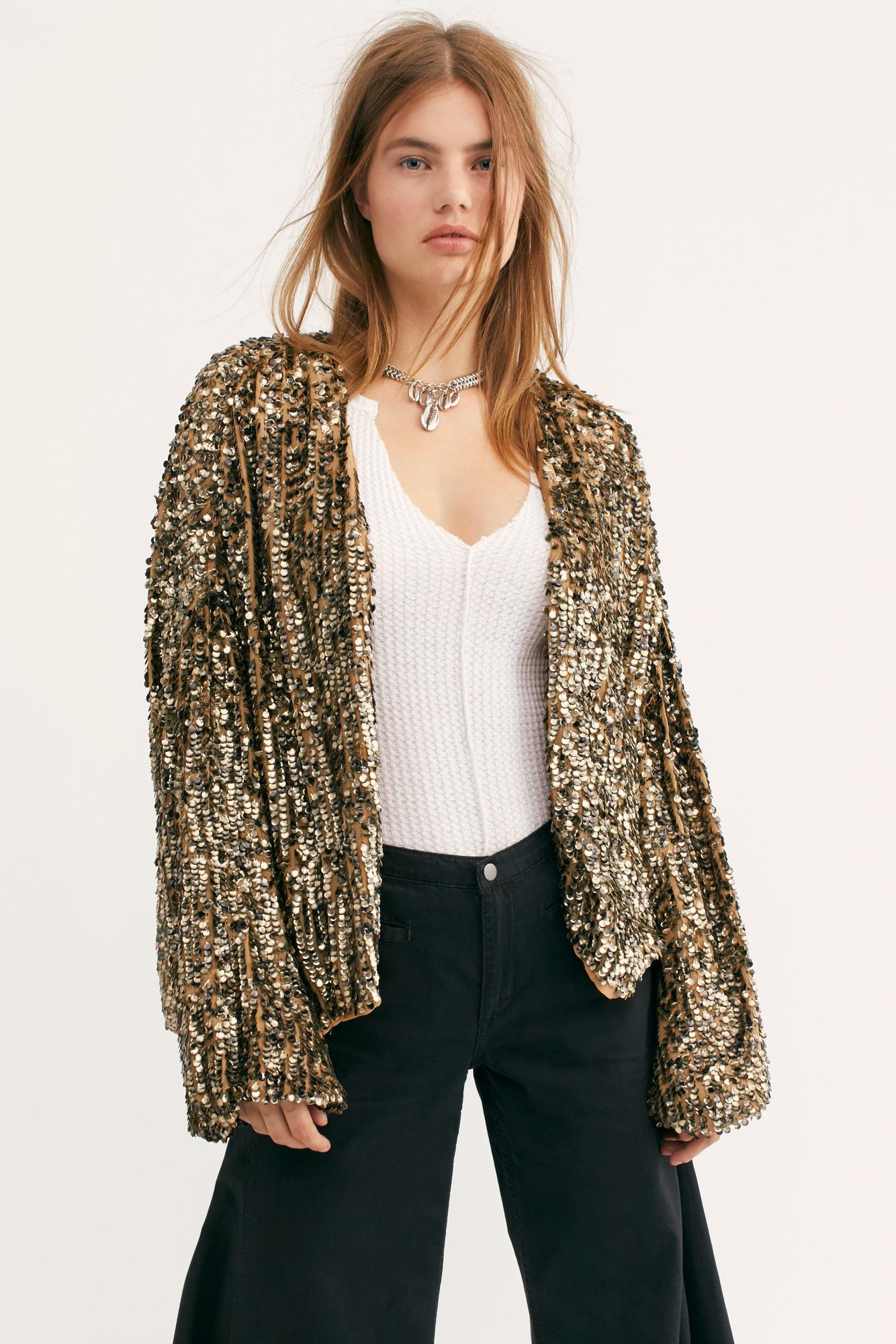 Free People Seeing Stars Sequin Jacket 