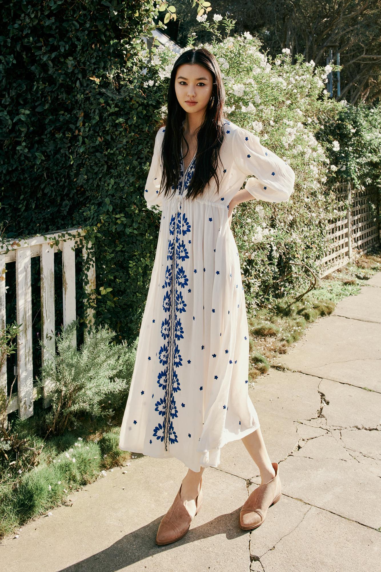 embroidered fable midi dress free ...