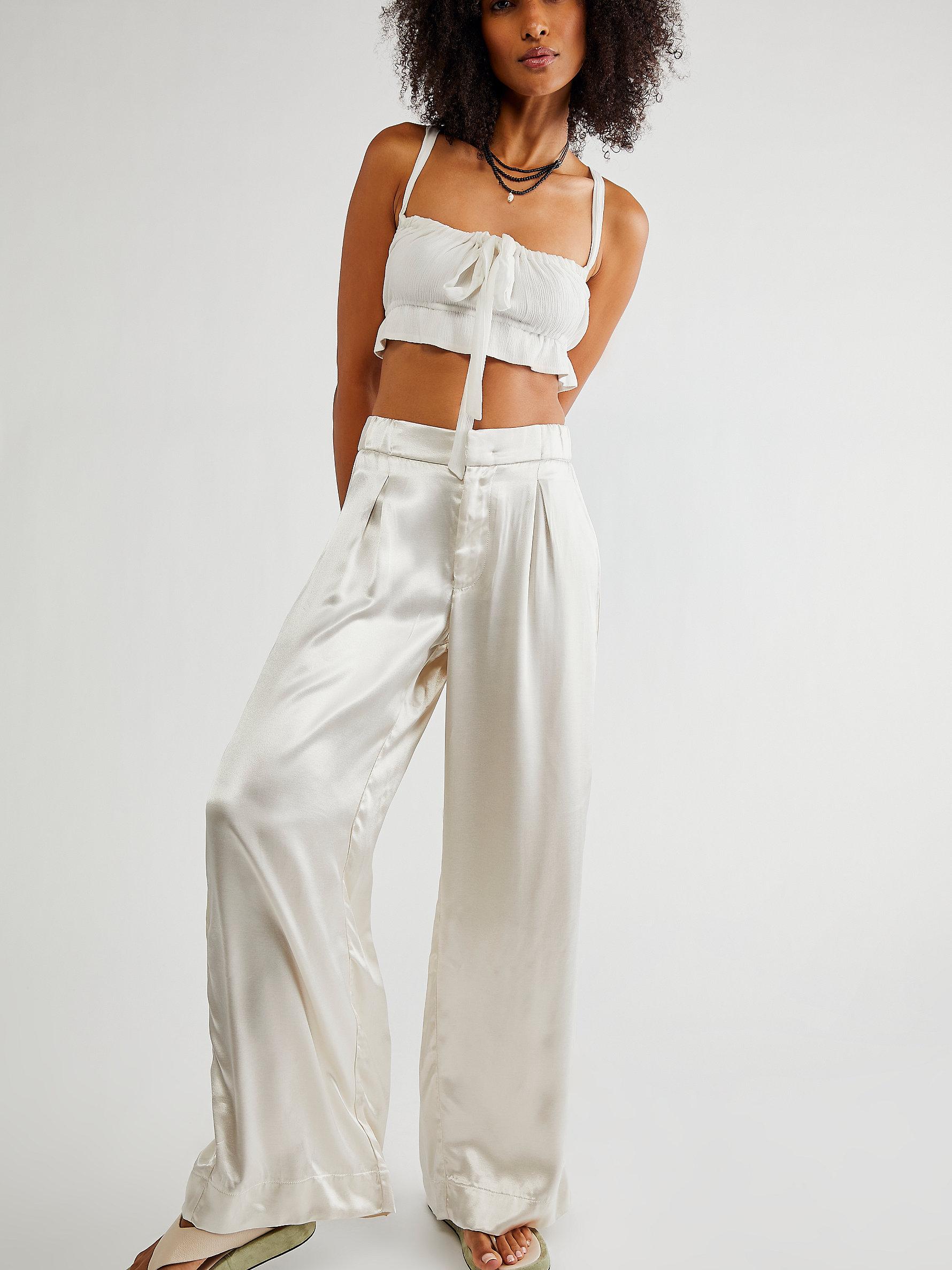 Jeans & Trousers | Off White Satin Pants | Freeup