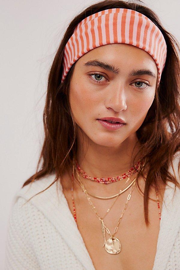New?Free People-Brown Bubble Headband Free People Ribbed Knit Headband - Brown/Cream | Editorialist main image 2