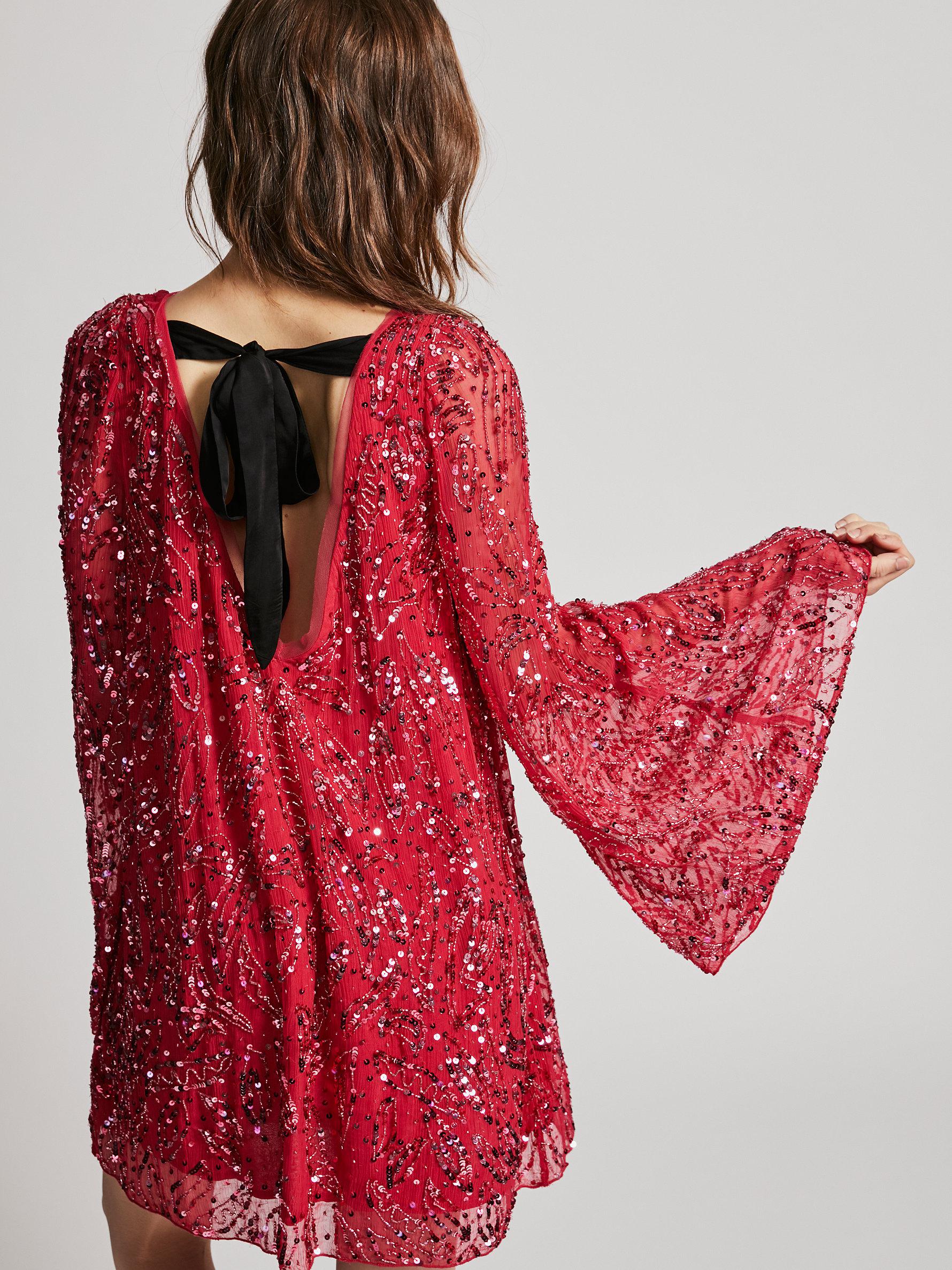 Free people red sequin dress Clearance