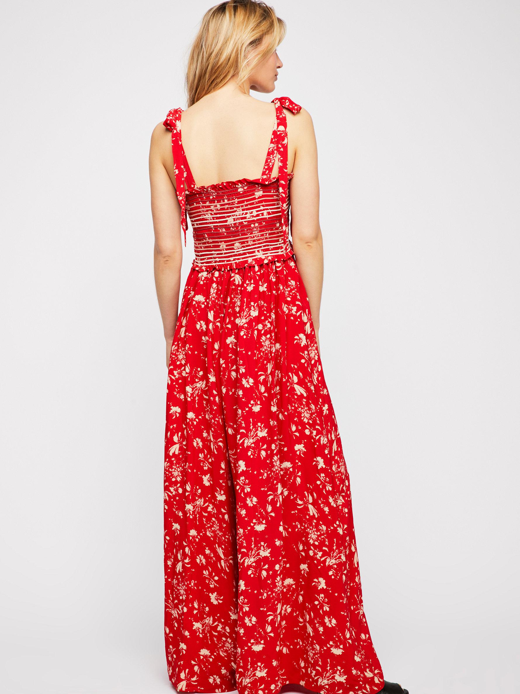 Free People Synthetic Color My World Floral Jumpsuit in Red | Lyst Australia