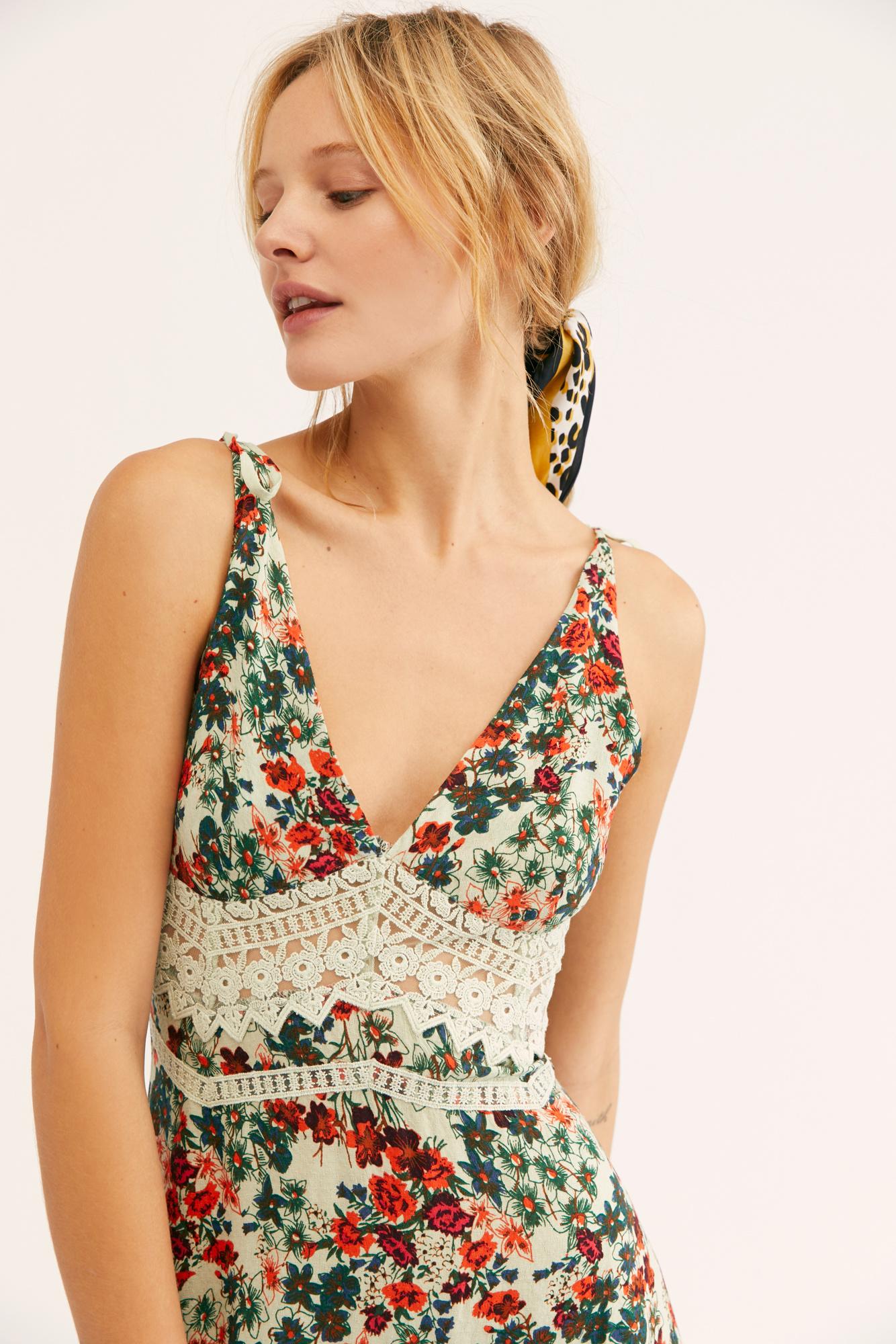 Free People Claire Printed Maxi Slip By Intimately in Blue | Lyst