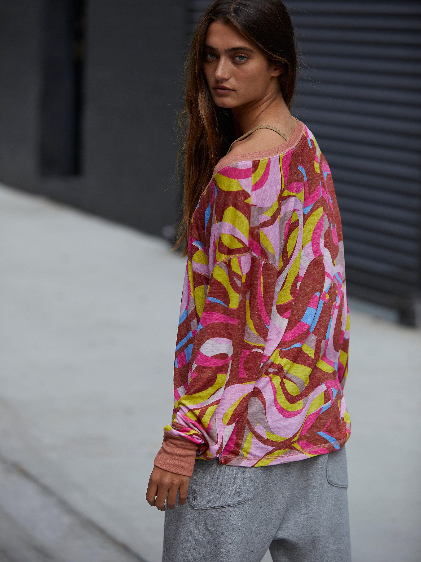 Free People Keep Rolling Printed V-neck 