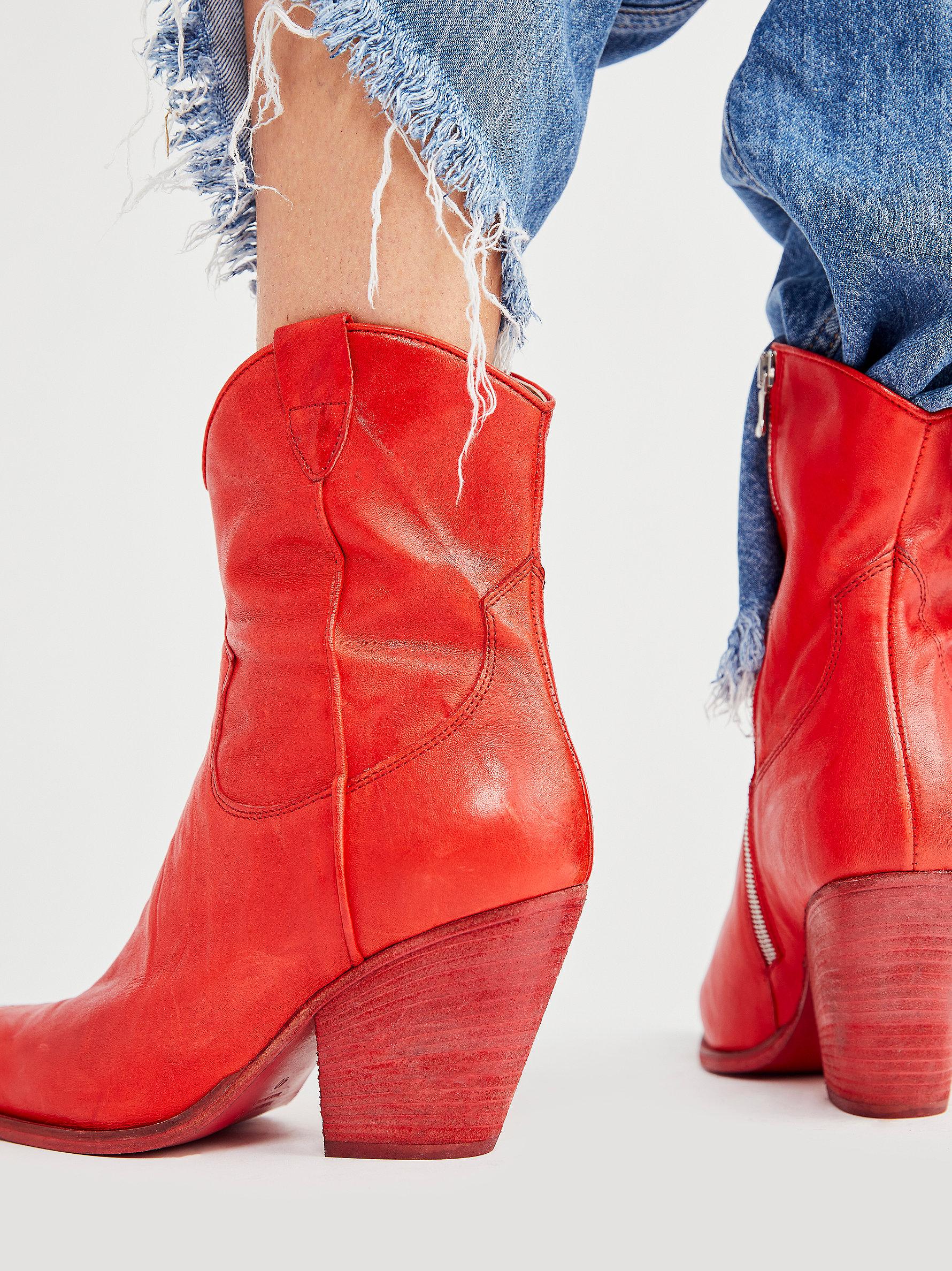 Free People Brayden Western Boots in Red