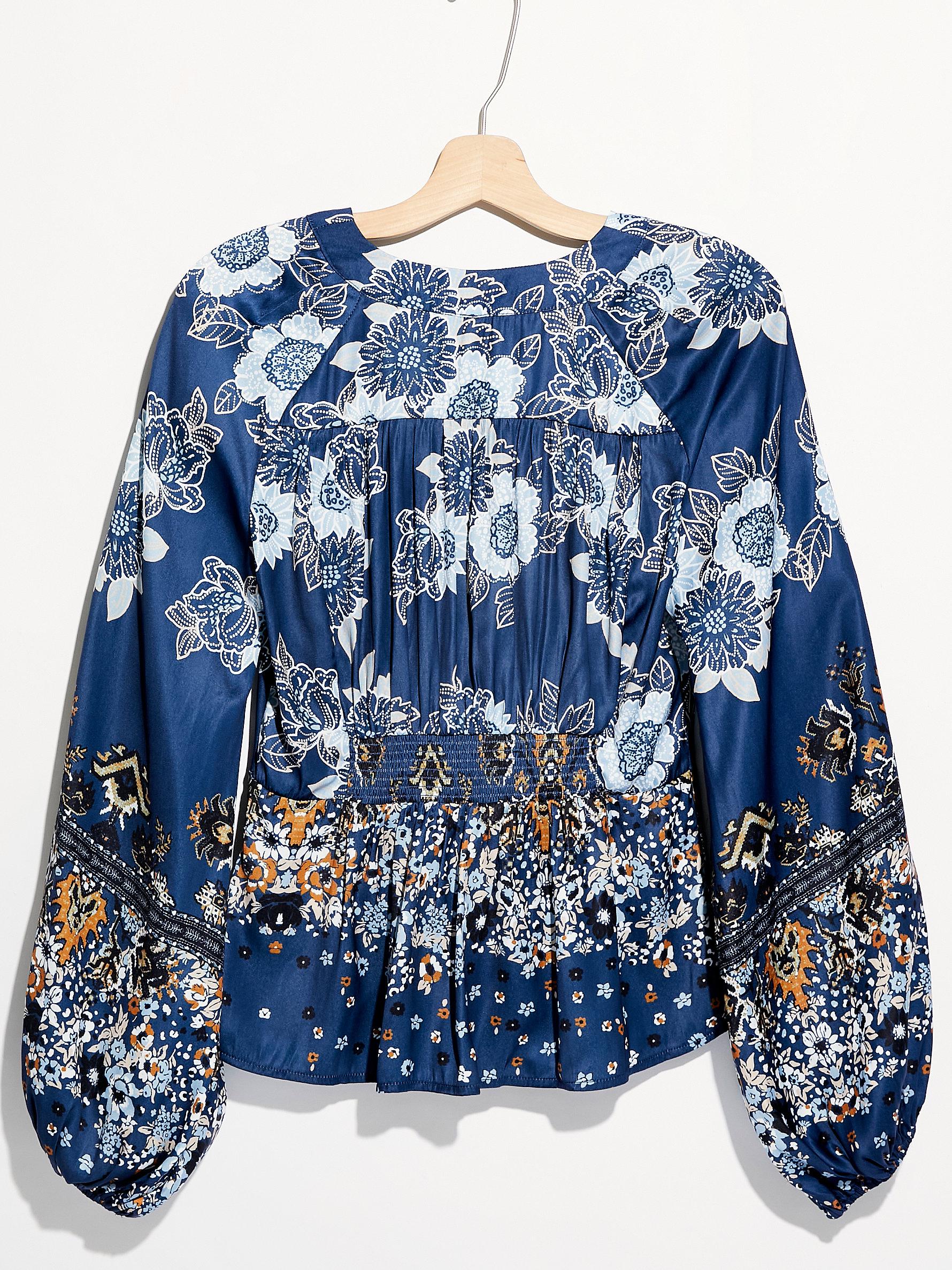 Free People Run Free Blouse in Navy Combo (Blue) - Lyst