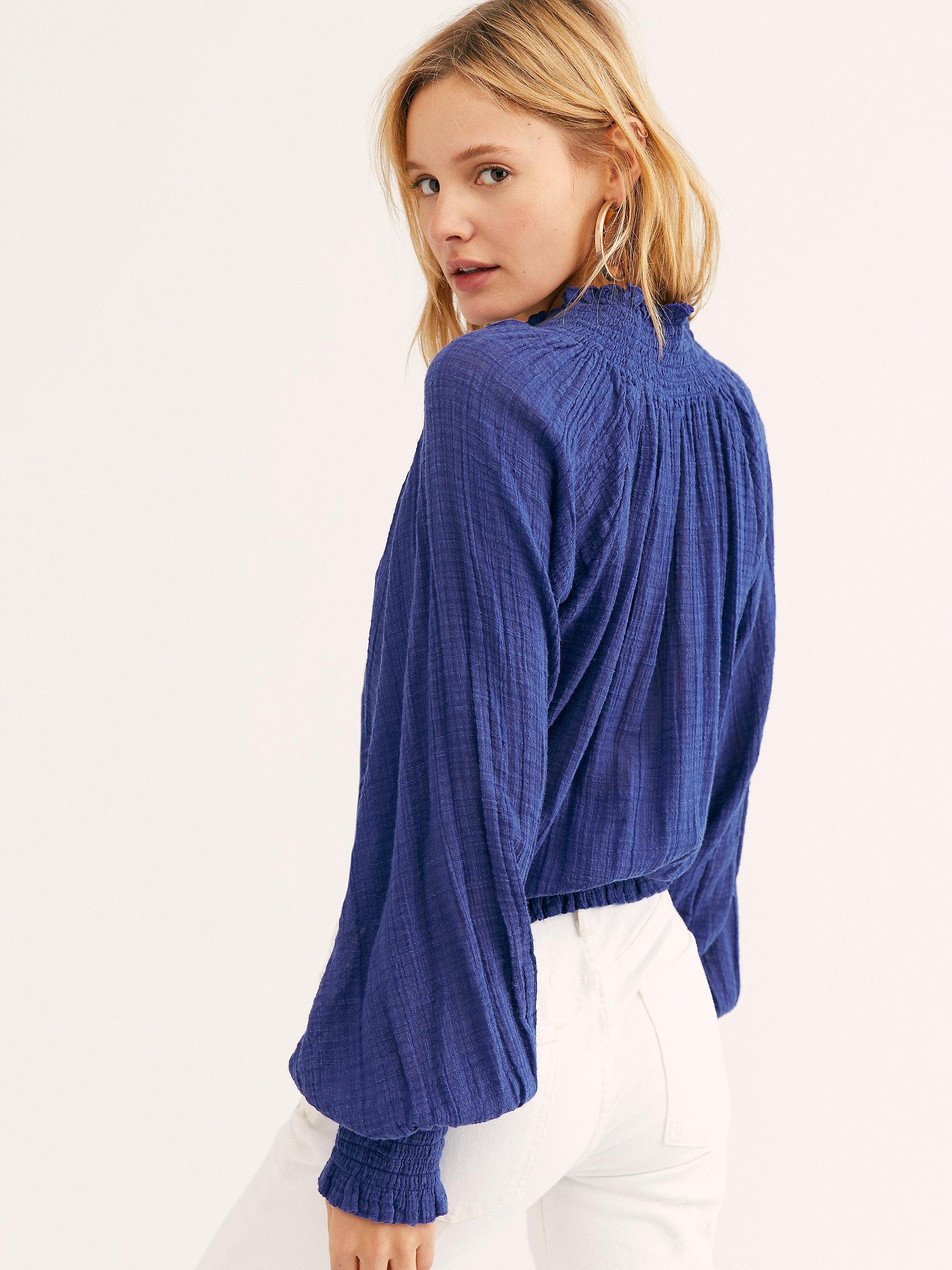 free people one solid smocked top