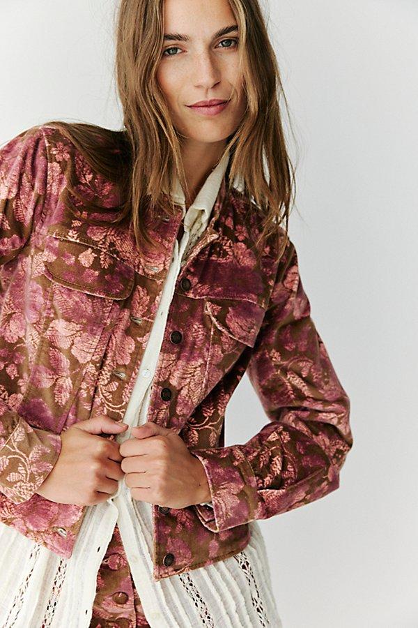 Free People Jocelyn Velvet Printed Jacket in Brown | Lyst