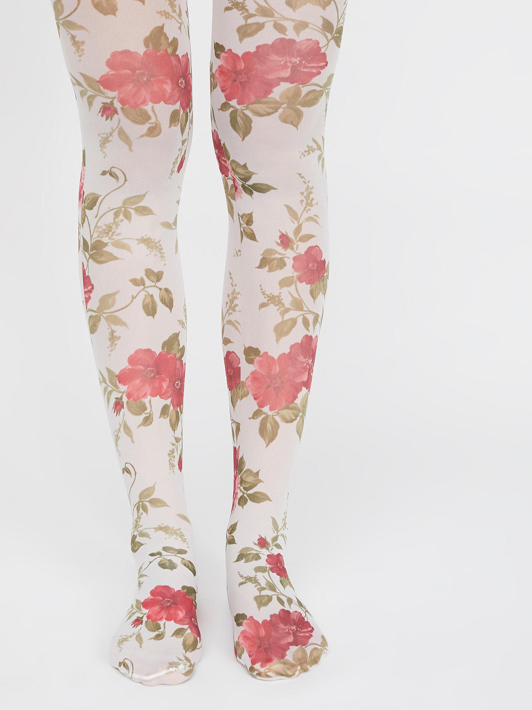 white floral tights