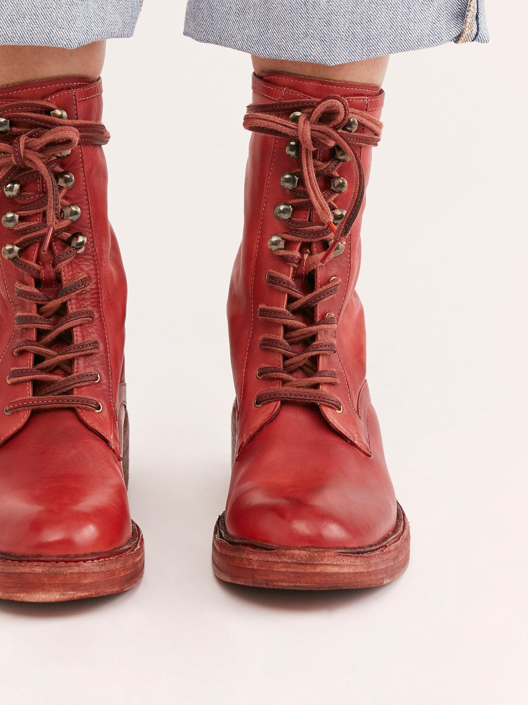 Free People Santa Fe Lace-up Boot in Red | Lyst