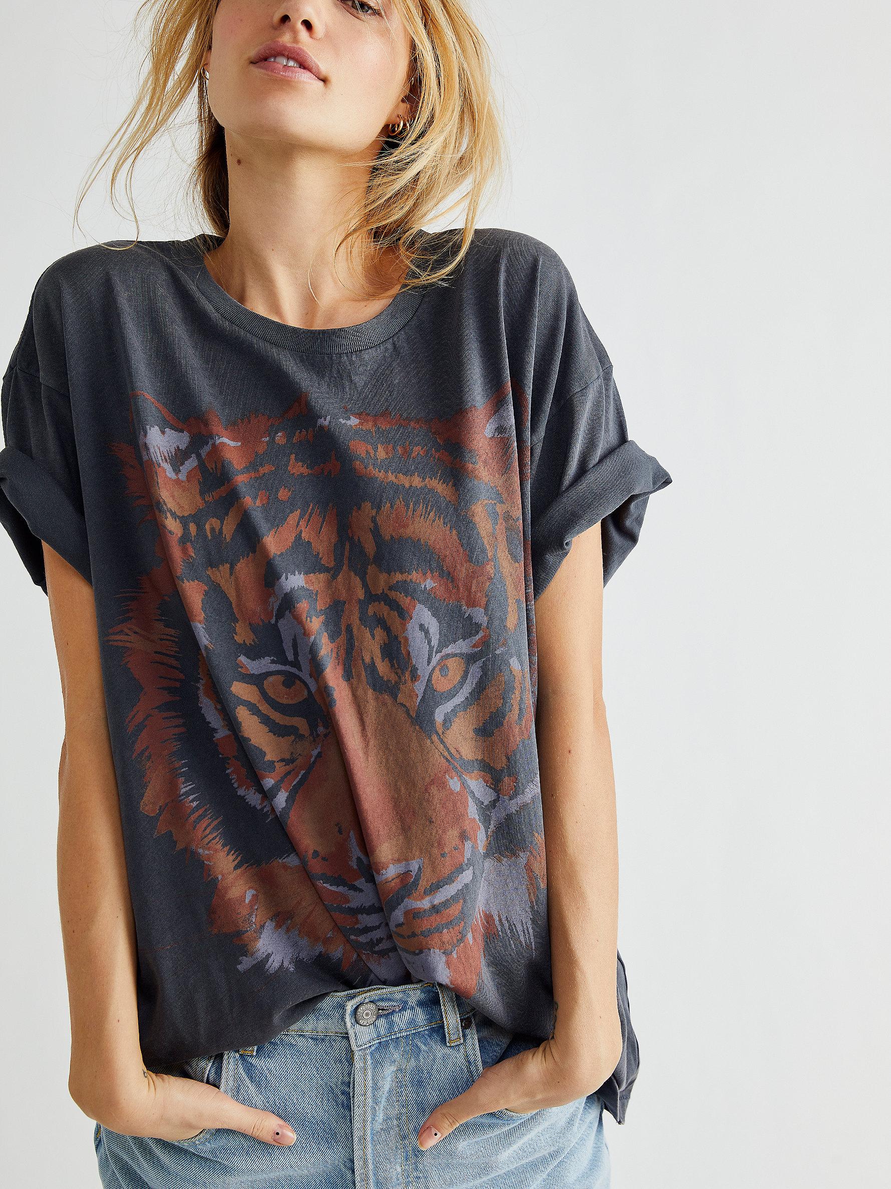 Free People Cotton Oversized Tiger Tee 