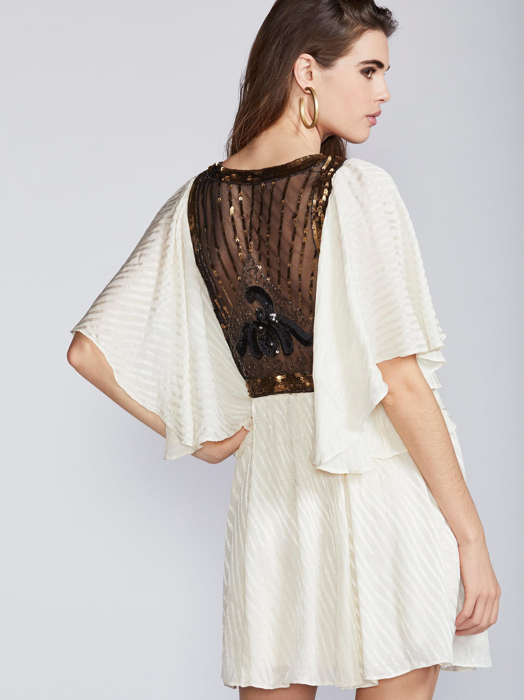 Free People Synthetic Moonglow Embellished Mini Dress in Ivory (White) -  Lyst