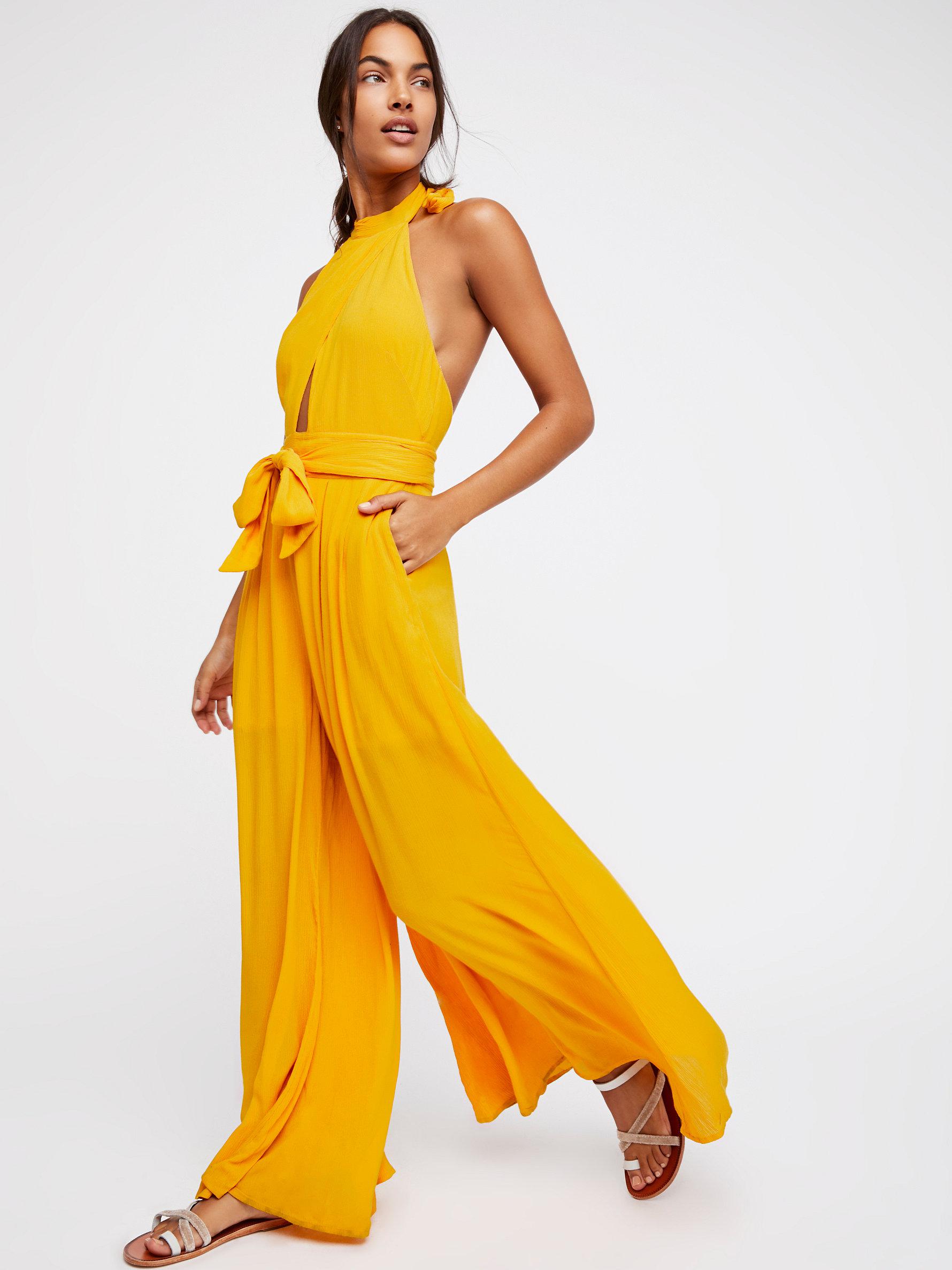 free people yellow jumpsuit