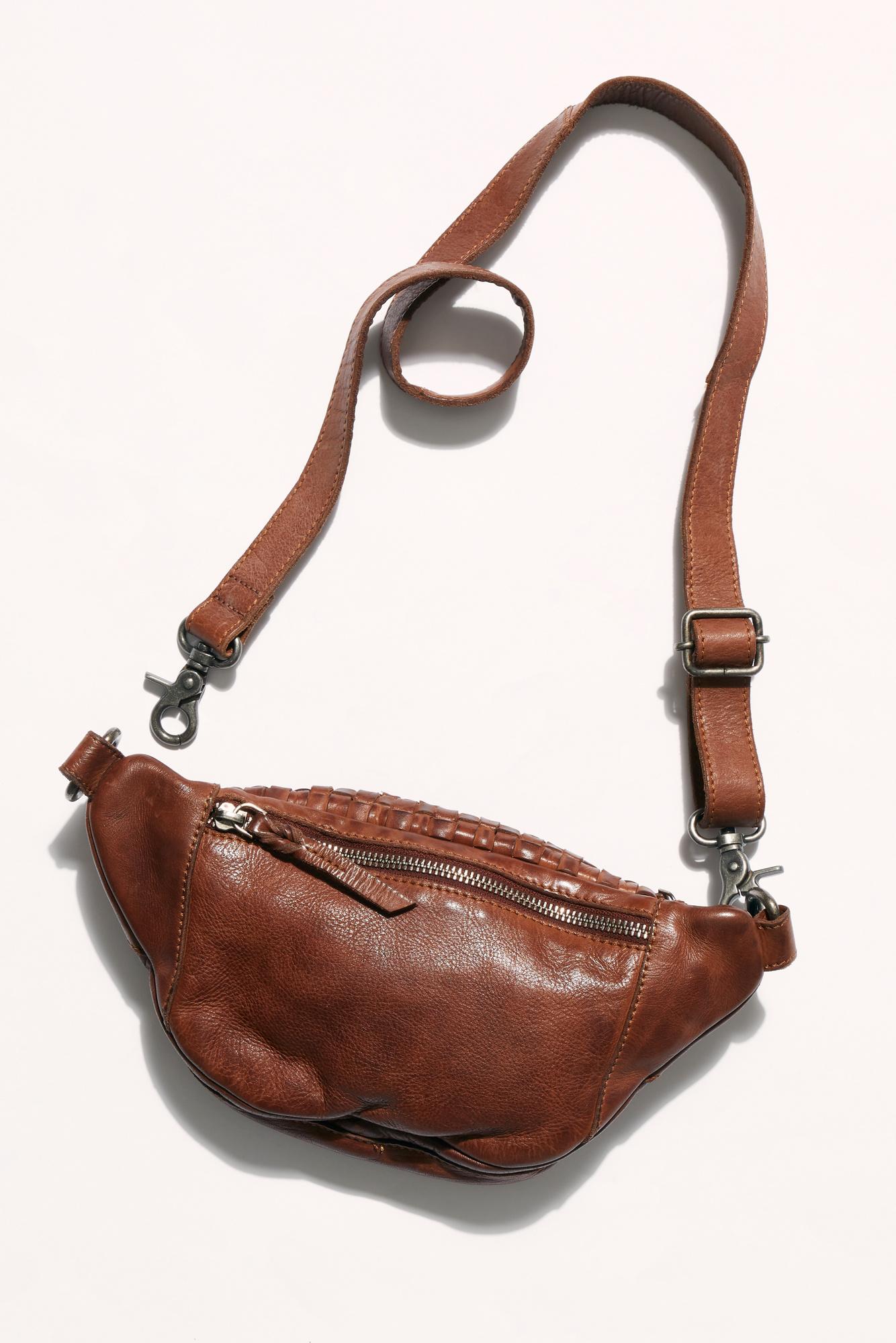 Knitted PU Leather Waist Bags For Women Weaving Design Fanny Pack