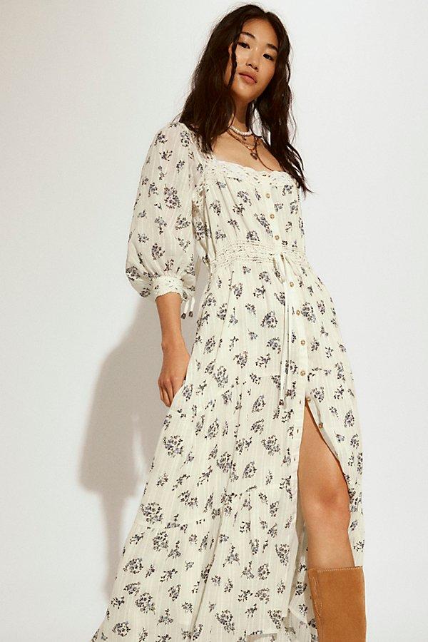 chinese dress ladies Free People Calla Print Long Sleeve Midi Dress SKYCOMBO / M main image 1