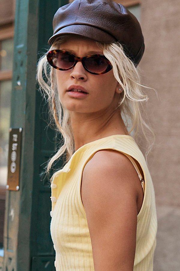 Free People Carrie Distressed Lieutenant Hat in Brown | Lyst display picture 1