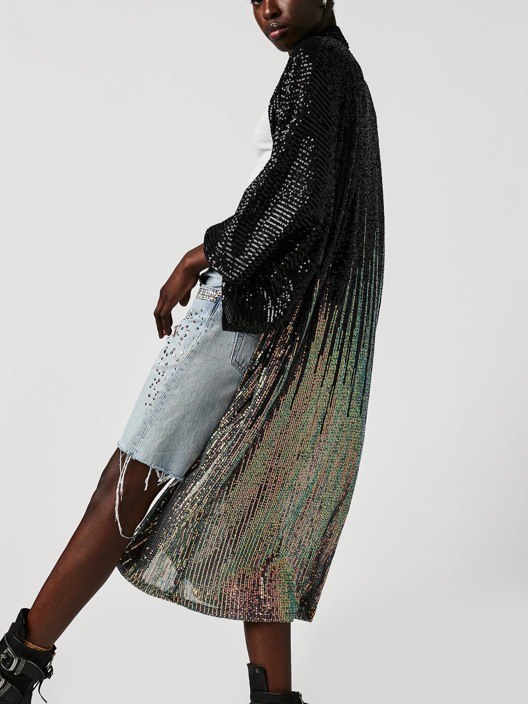 Free People Party On Sequin Kimono in Black Lyst