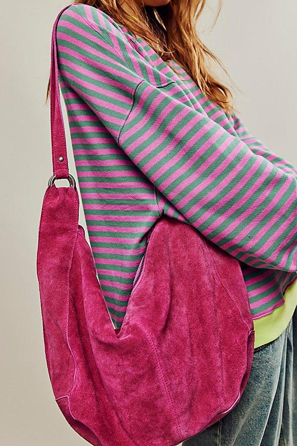Pink top suede tote